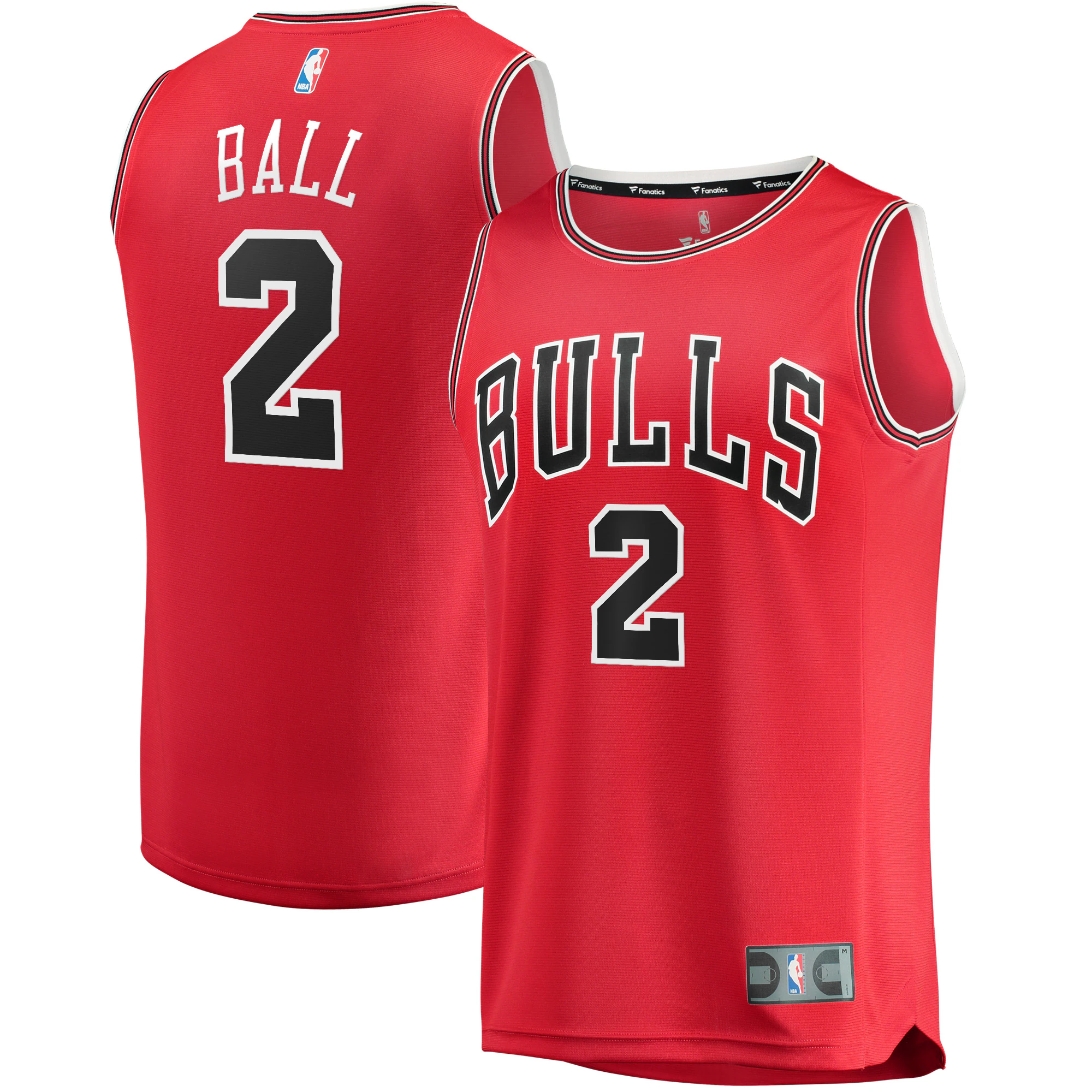 Alternative view of Lonzo Ball Chicago Bulls Fanatics Branded 2021/22 Fast Break Road Replica Basketball Jersey - Icon Edition - Red