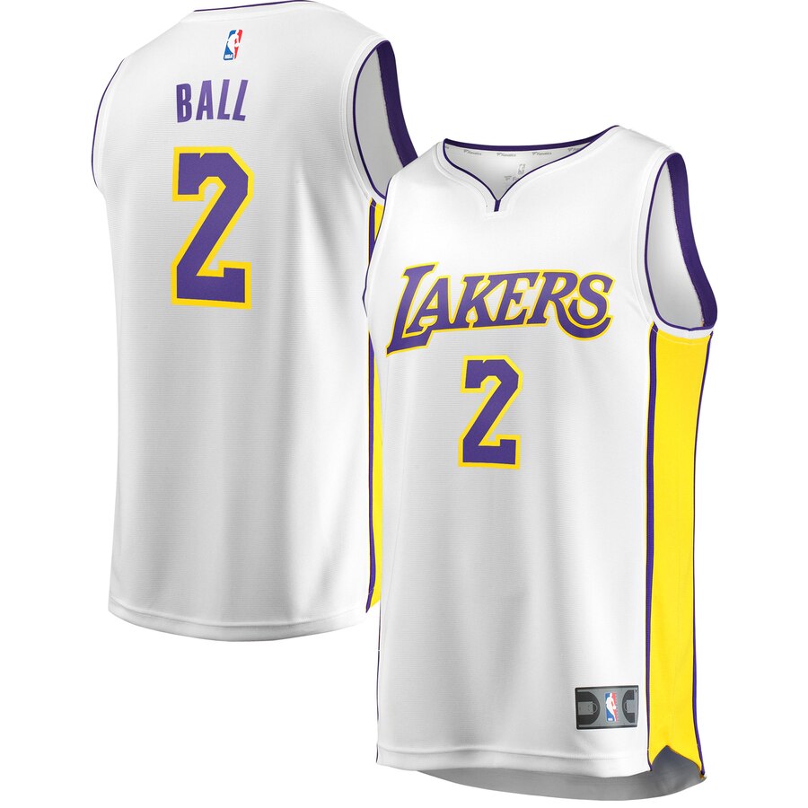 Lonzo Ball Los Angeles Lakers Fanatics Branded Fast Break Replica Basketball Jersey White - Association Edition