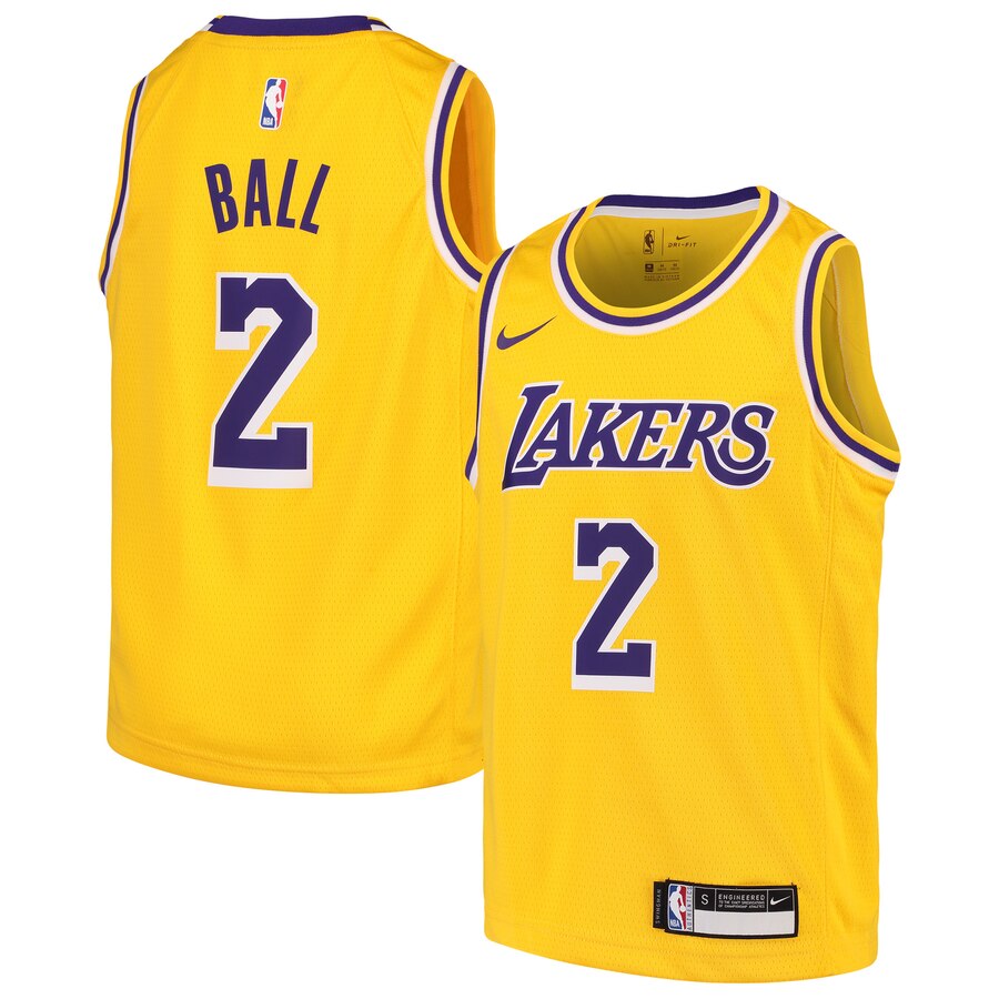 Lonzo Ball Los Angeles Lakers Youth Swingman Basketball Jersey Gold - Icon Edition