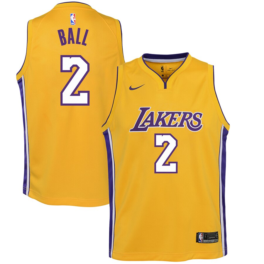 Lonzo Ball Los Angeles Lakers Youth Swingman Basketball Jersey Yellow - Icon Edition