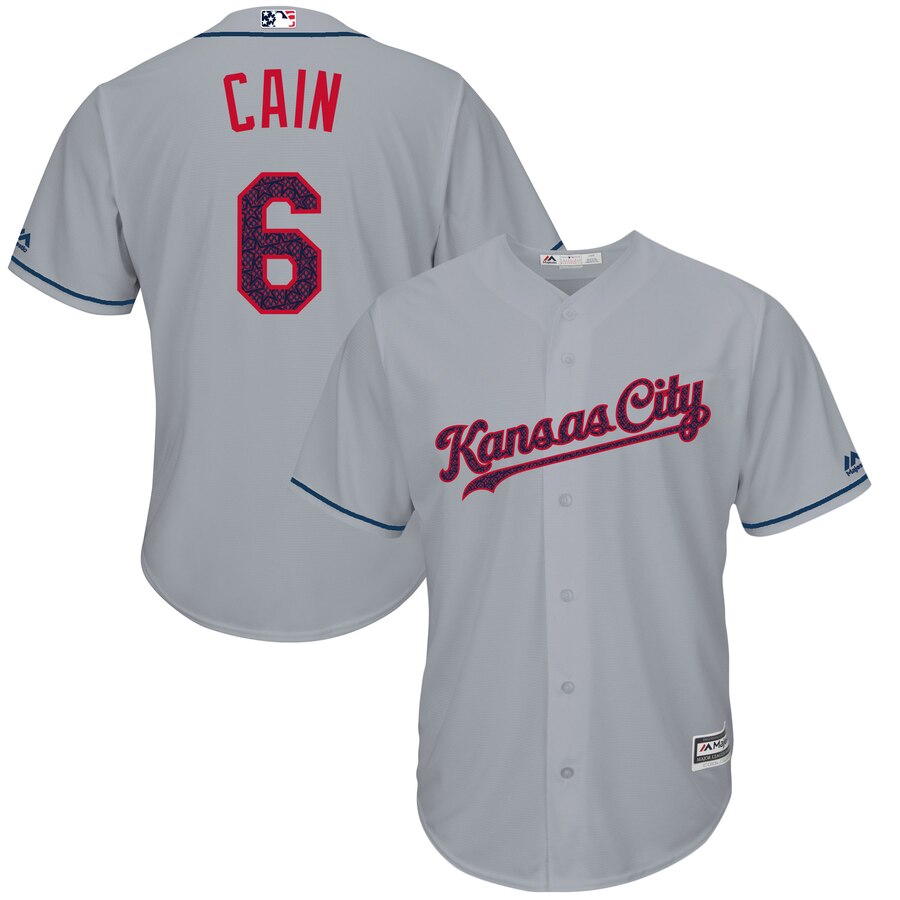 Lorenzo Cain Kansas City Royals Majestic Fashion Stars And Stripes Cool Base Player Baseball Jersey - Gray