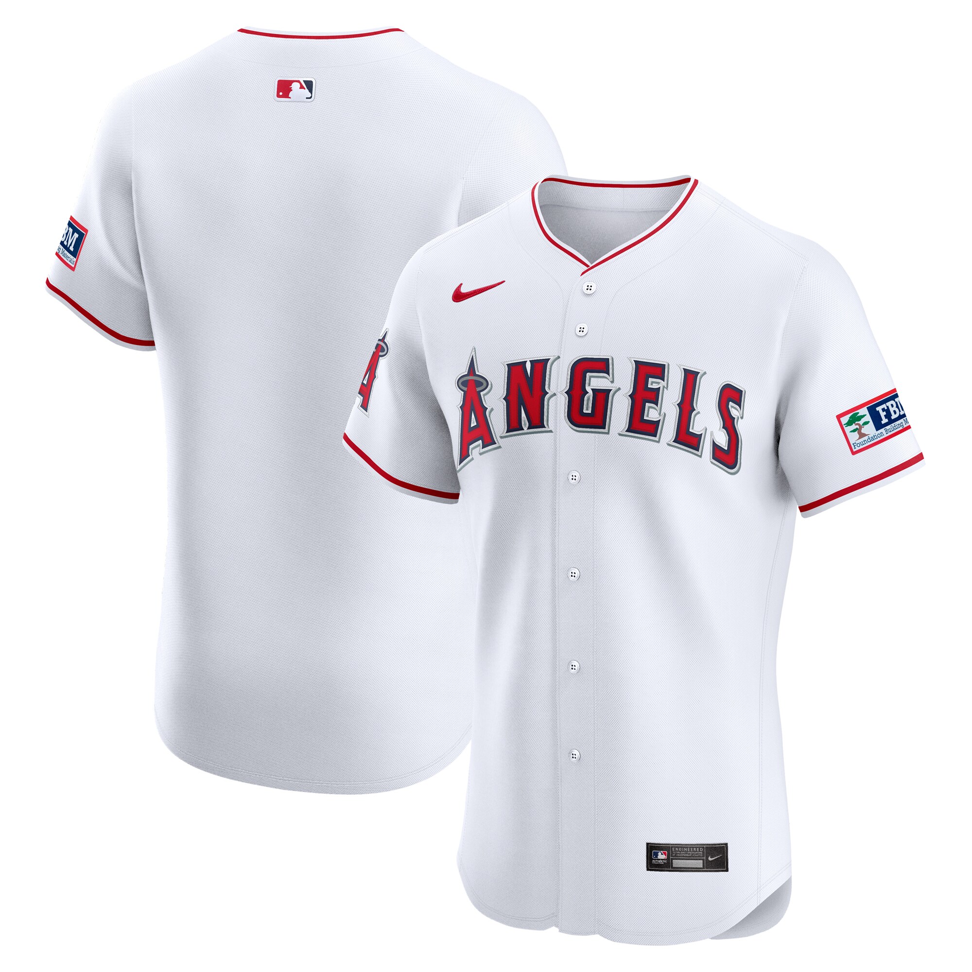 Los Angeles Angels Home Elite Patch Baseball Jersey - White
