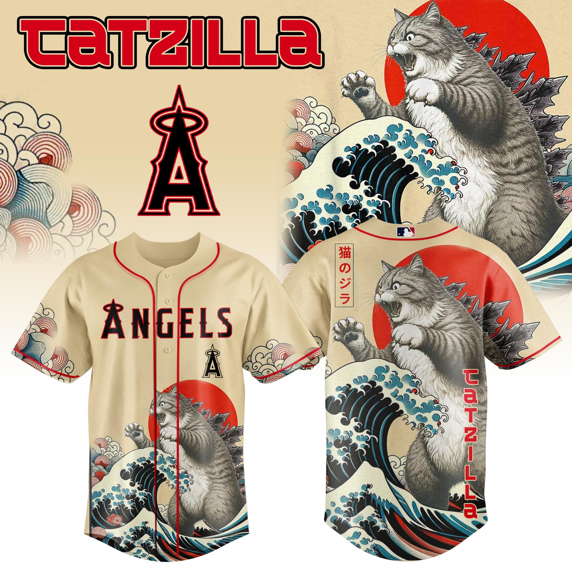 Los Angeles Angels Mlb X Catzilla Style Japans Custom Baseball Jersey