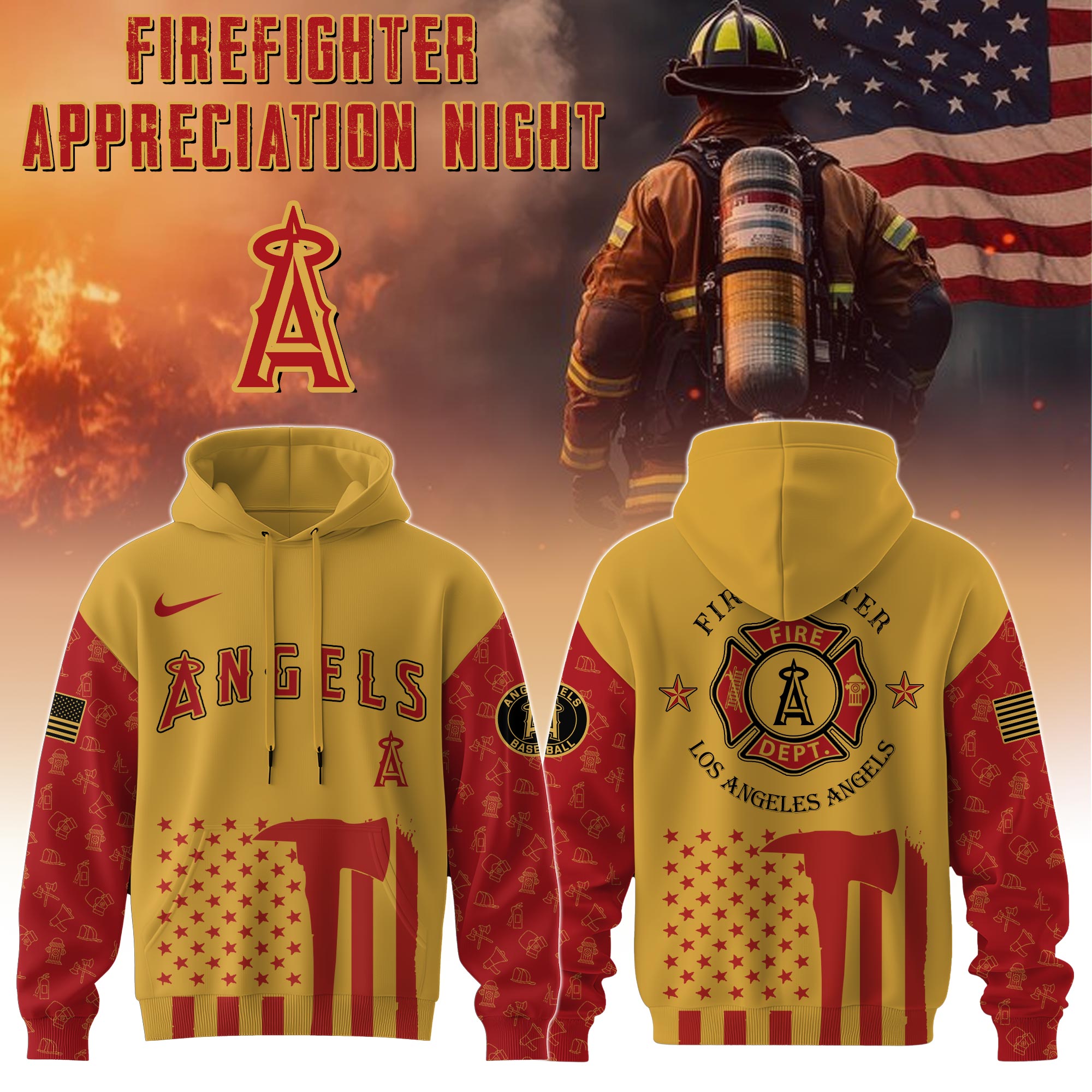 Los Angeles Angels Mlb X Firefighter Appreciation Night Special Edition Custom Hoodie 2025
