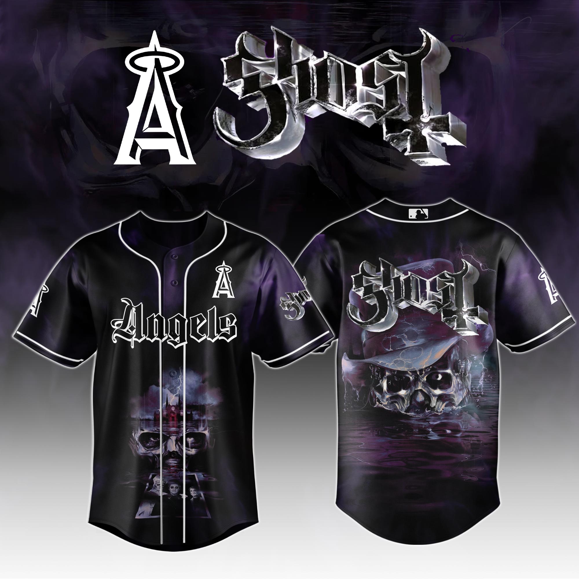 Los Angeles Angels Mlb X Ghost Night Show Custom Baseball Jersey