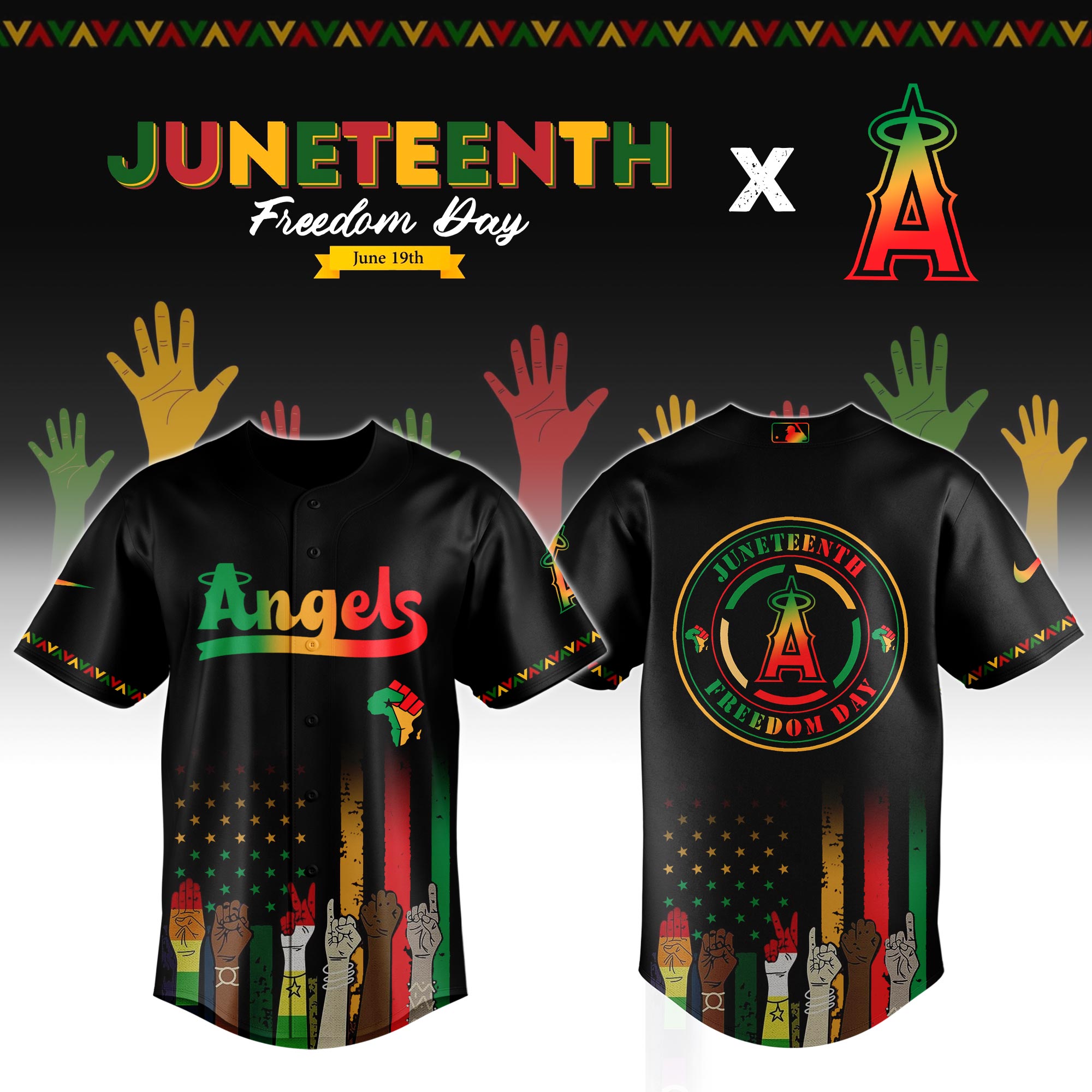 Los Angeles Angels Mlb X Juneteenth Custom Baseball Jersey 2025
