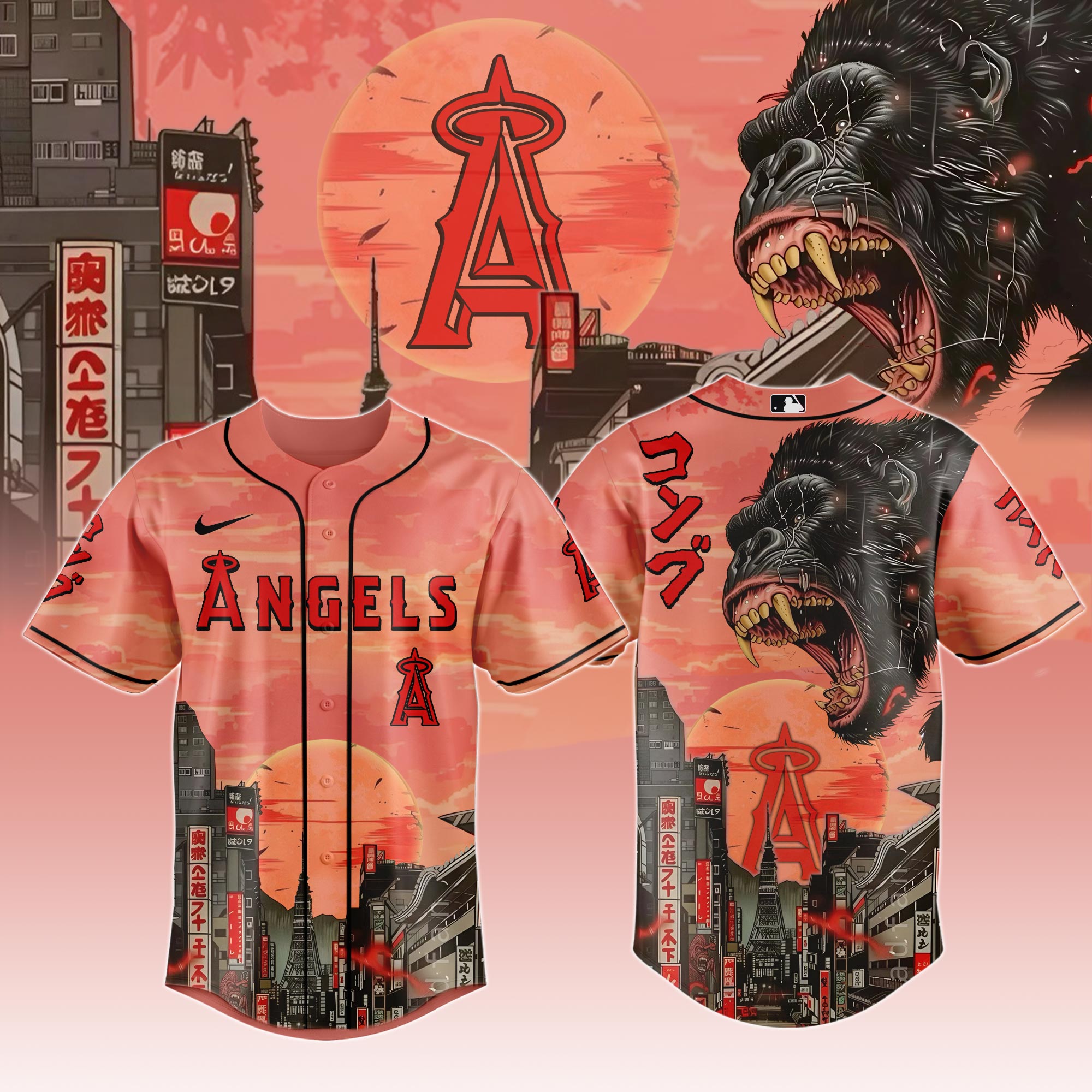 Los Angeles Angels Mlb X Kong Collection 1 Custom Baseball Jersey