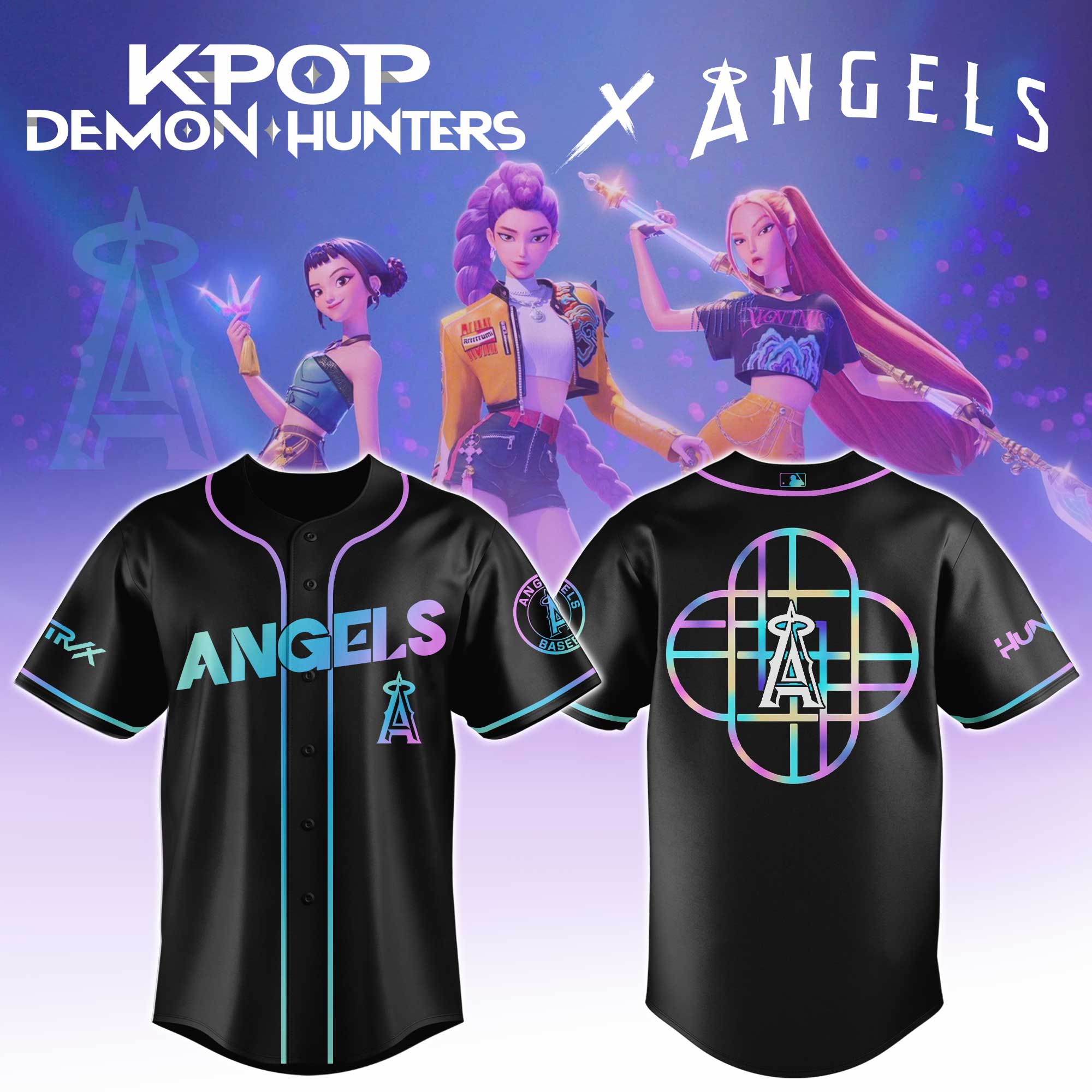 Los Angeles Angels Mlb X Kpop Demon Hunters Huntrx Custom Baseball Jersey