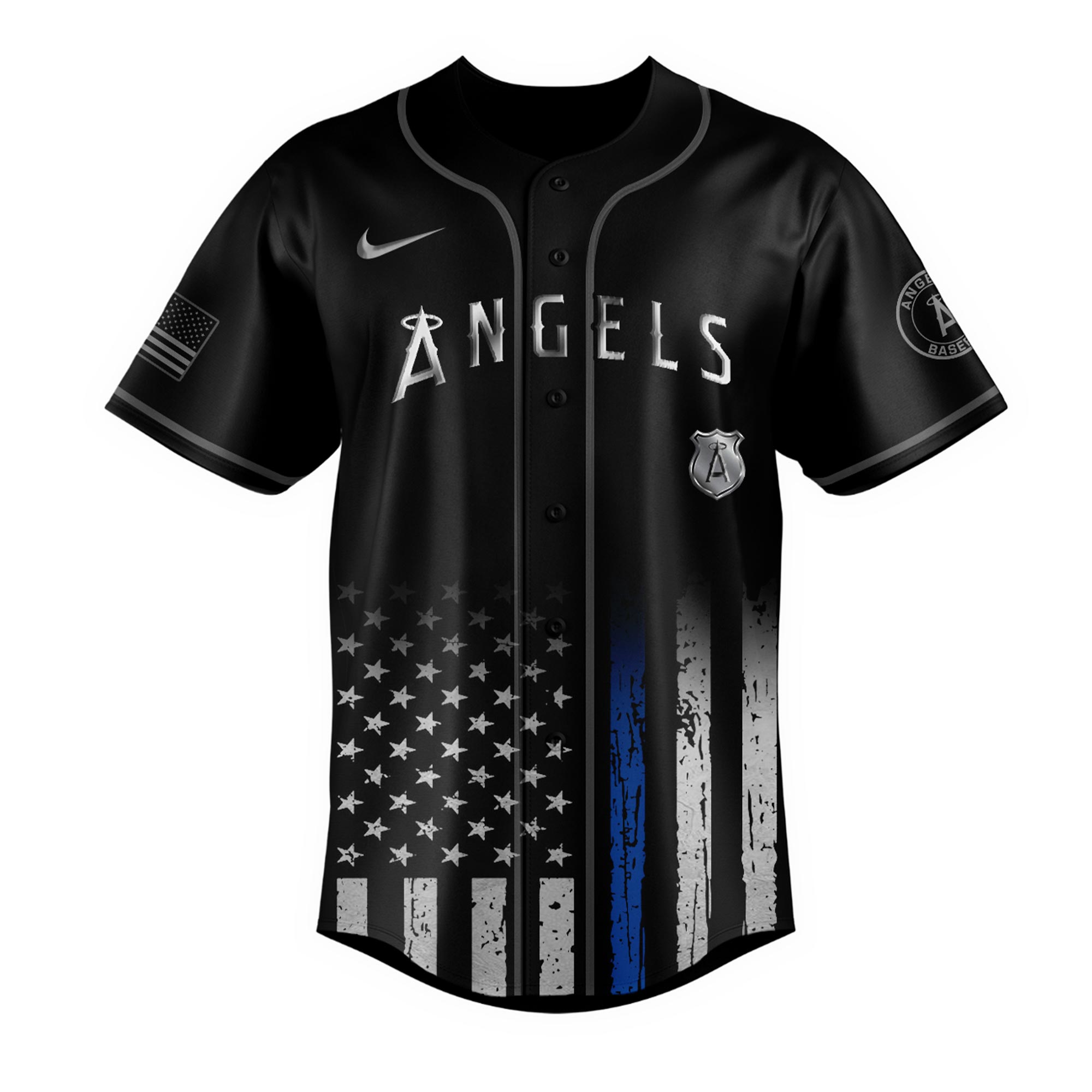 Alternative view of Los Angeles Angels Mlb X Law Enforcement Night Edition Custom Baseball Jersey 2025