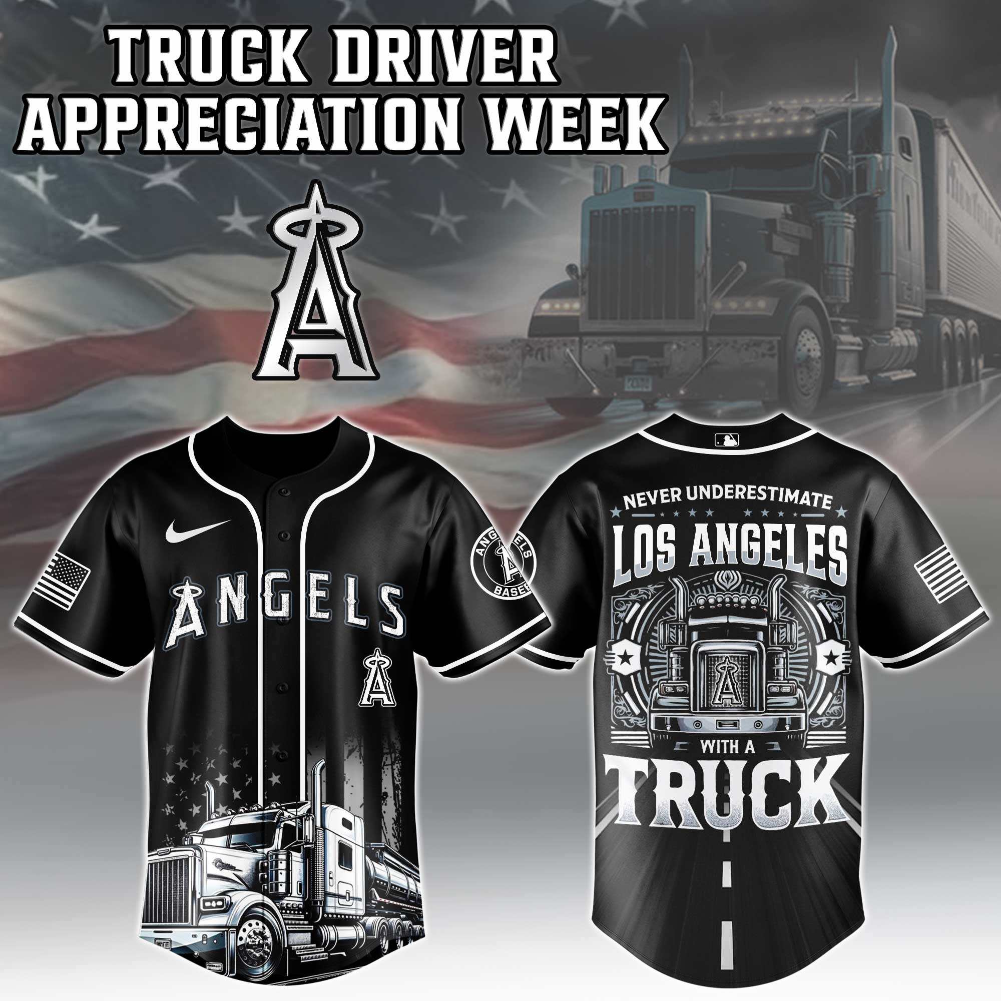 Los Angeles Angels Mlb X Nation Truck Driver Appreciation Week Limited Edition Custom Baseball Jersey 2025