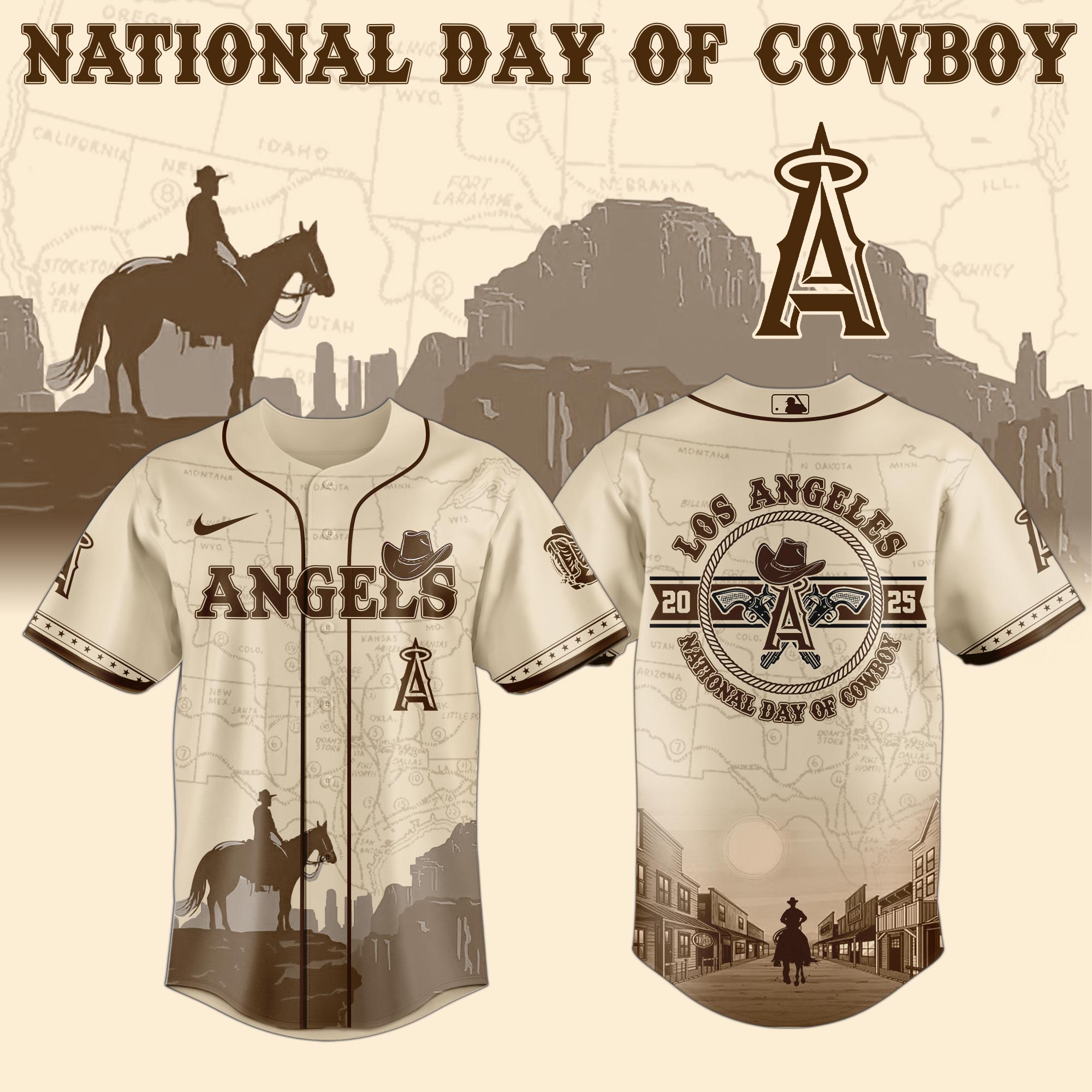 Los Angeles Angels Mlb X National Day Of Cowboy Custom Baseball Jersey