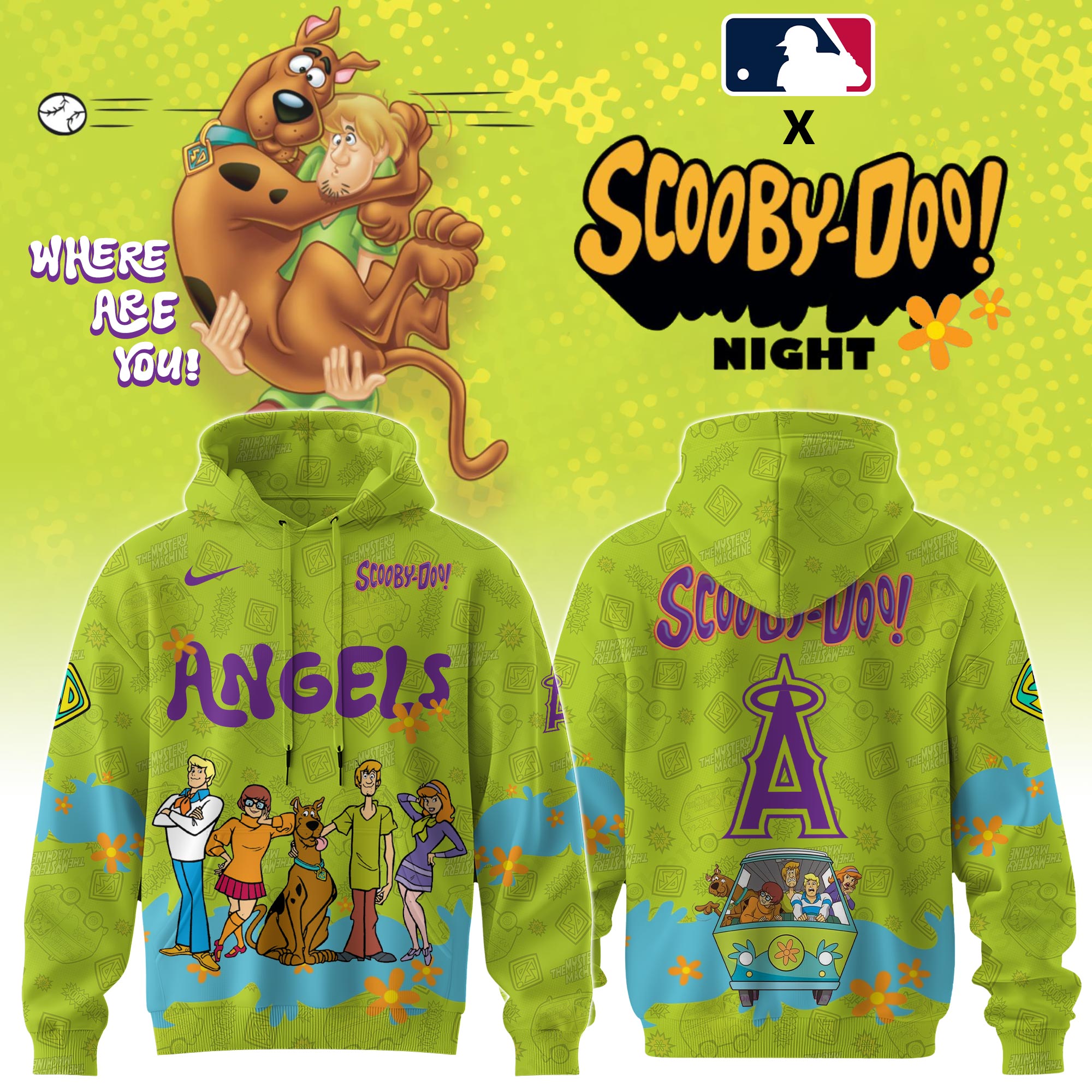 Los Angeles Angels Mlb X Scooby Doo Custom Hoodie Editions Limited
