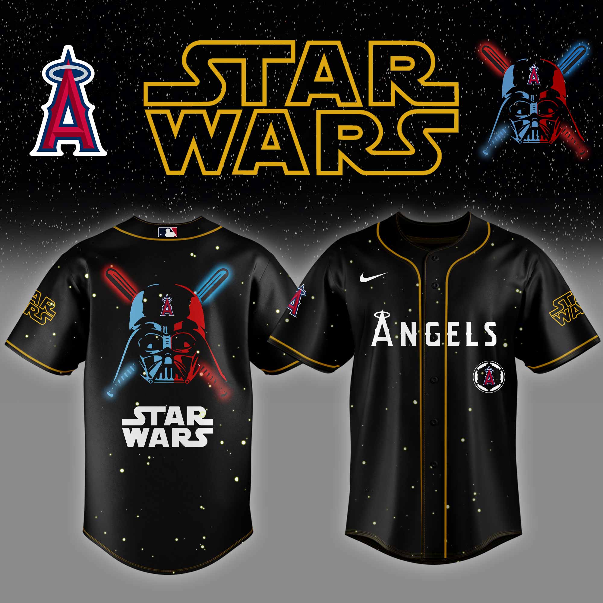 Los Angeles Angels Mlb X Starwars Custom Baseball Jersey