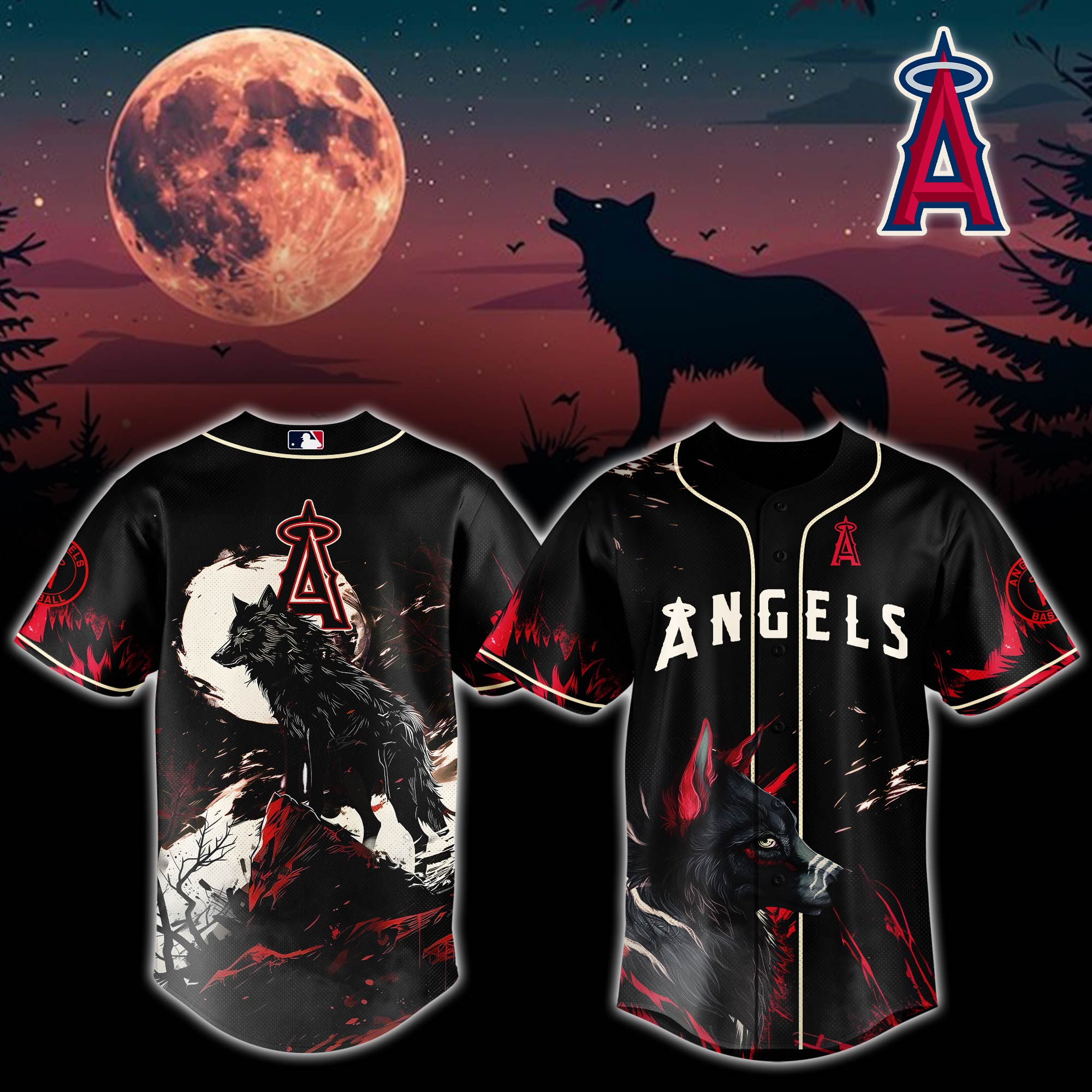 Los Angeles Angels Mlb X Wolf Custom Baseball Jersey