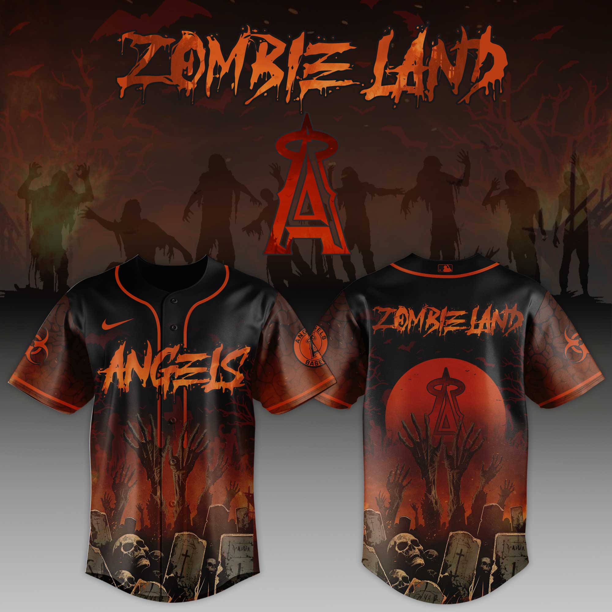 Los Angeles Angels Mlb X Zombieland Custom Baseball Jersey