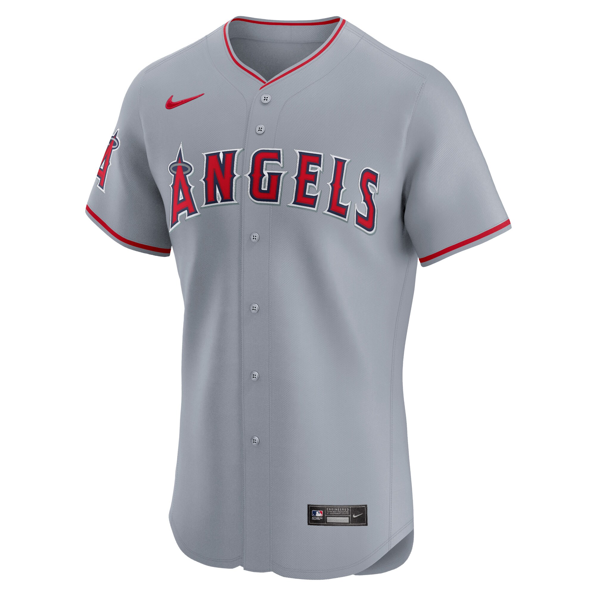 Alternative view of Los Angeles Angels Road 2024 Jackie Robinson Day Elite Baseball Jersey - Gray