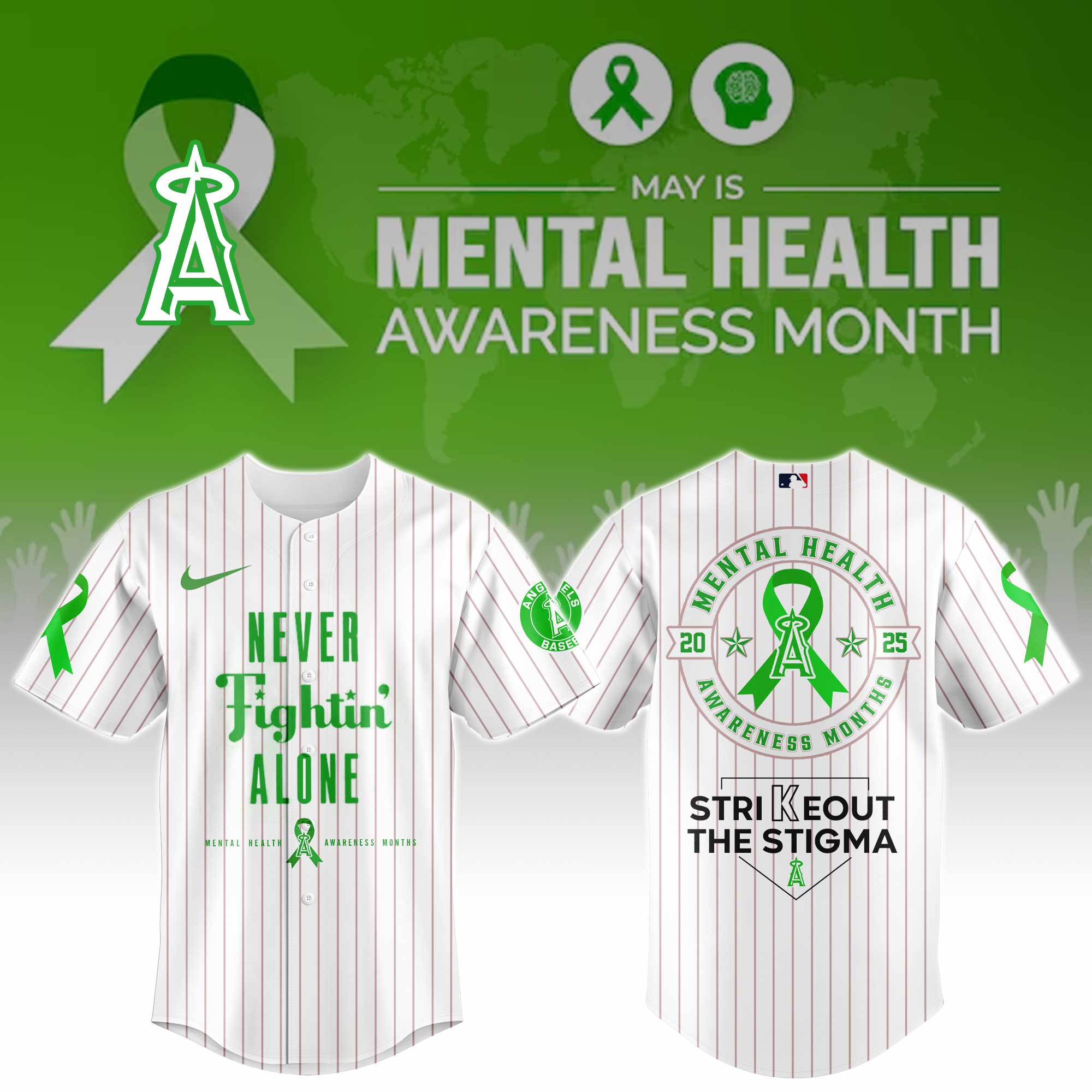 Los Angeles Angels Special Mental Health Awareness Week Limited Edition Custom Baseball Jersey