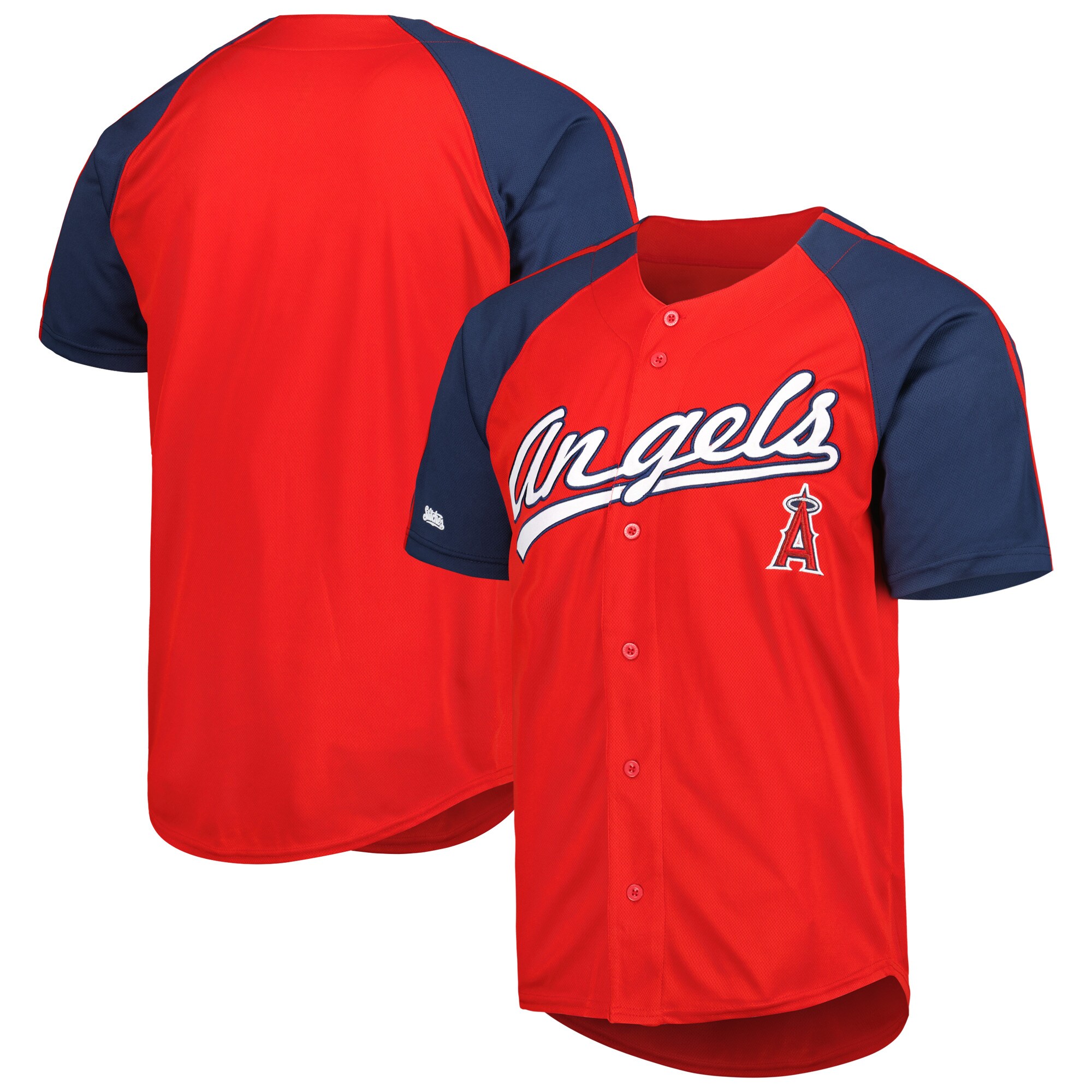 Alternative view of Los Angeles Angels Stitches Button-down Raglan Fashion Baseball Jersey – Red