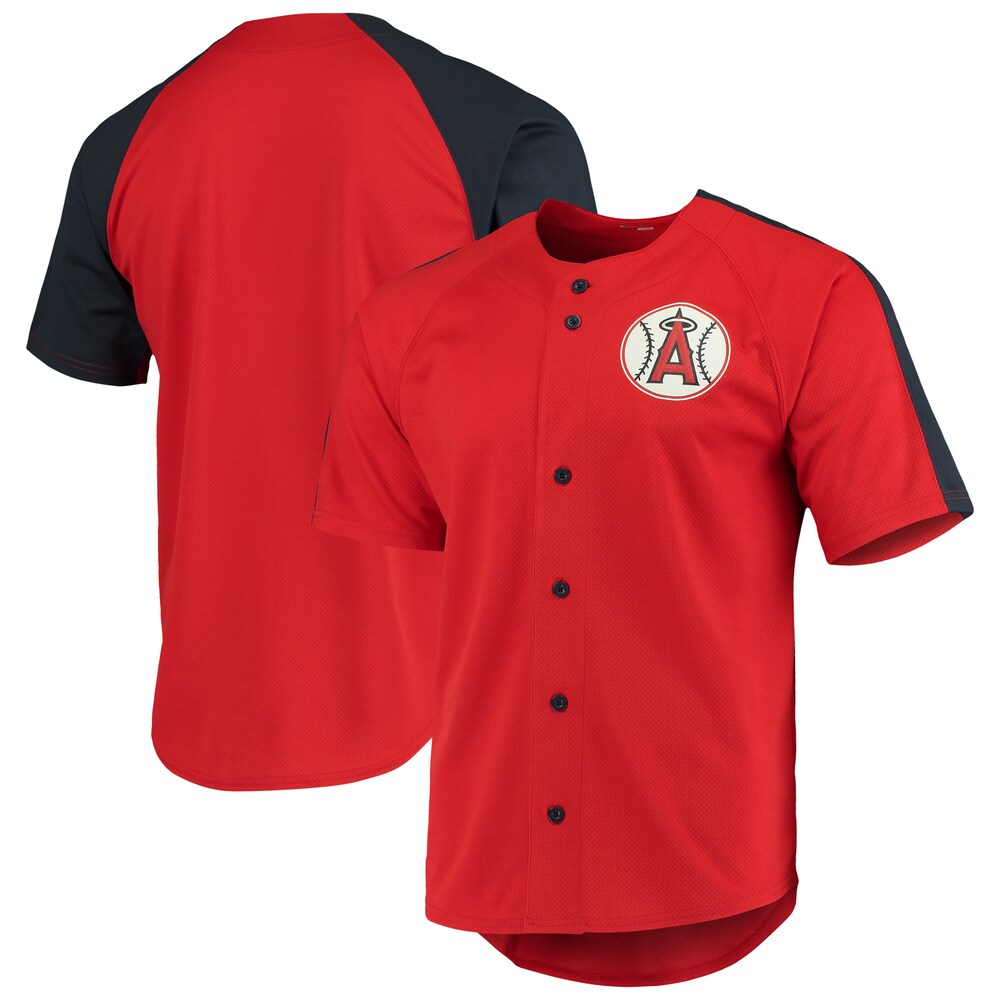 Los Angeles Angels Stitches Logo Button-up Baseball Jersey - Red