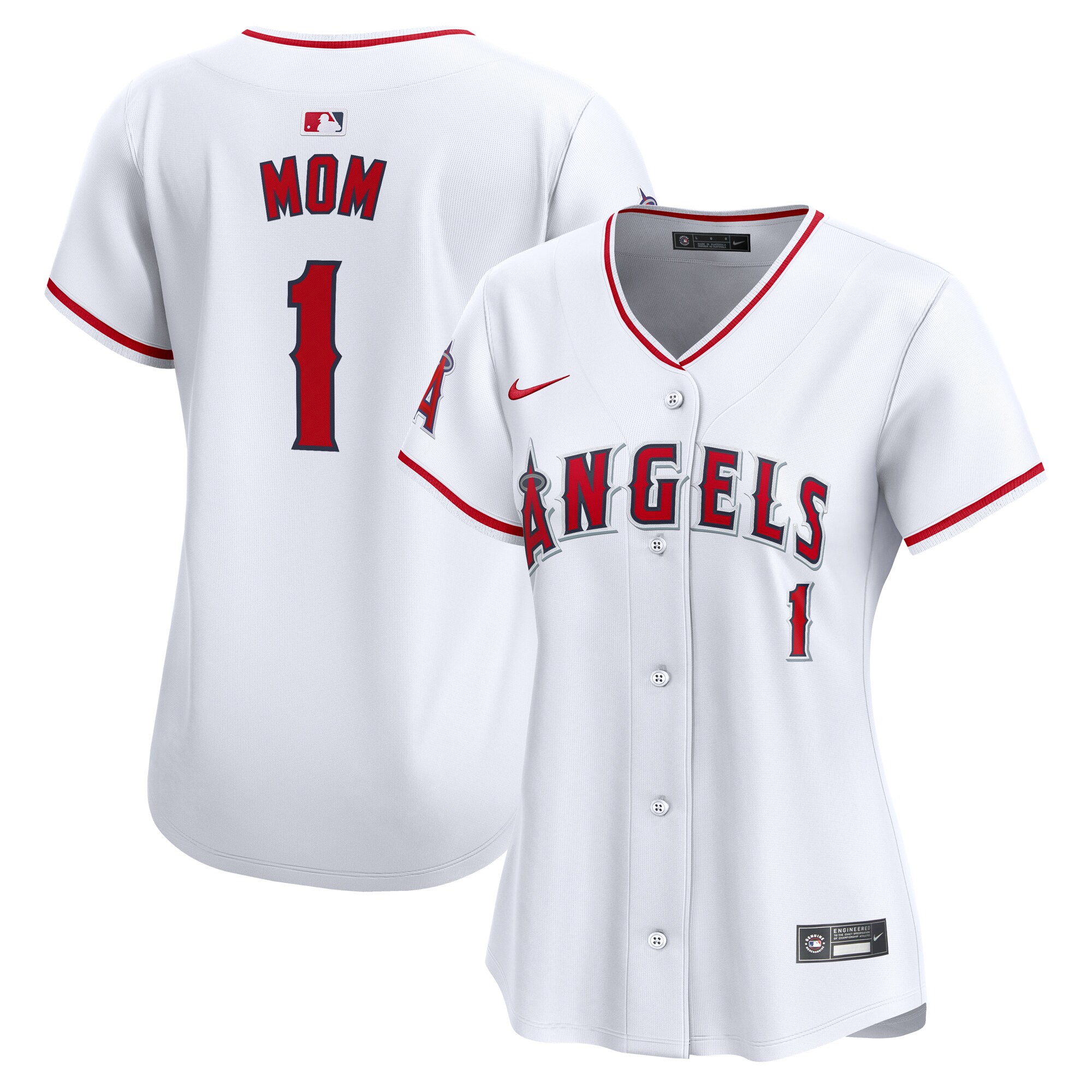 Los Angeles Angels Women's #1 Mom Home Limited Baseball Jersey - White