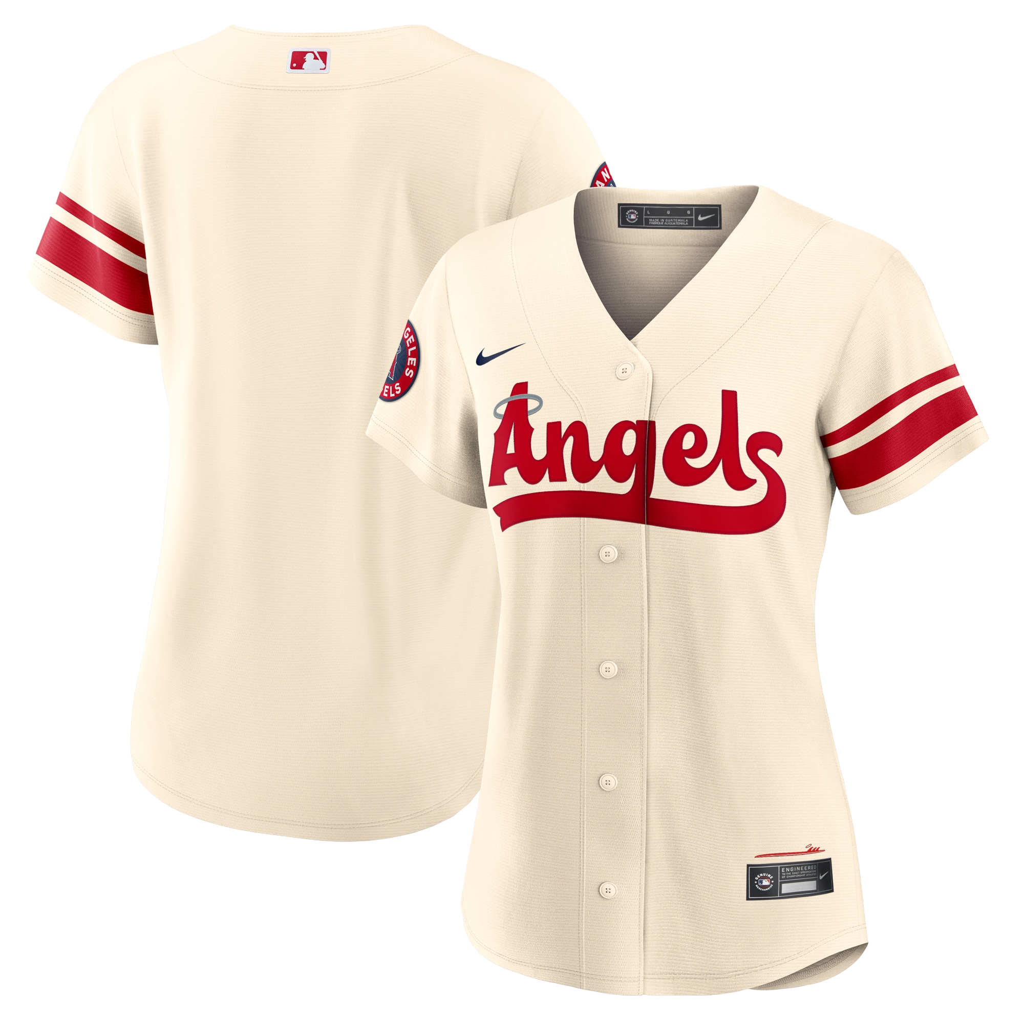 Alternative view of Los Angeles Angels Women's 2022 City Connect Replica Team Baseball Jersey - Cream