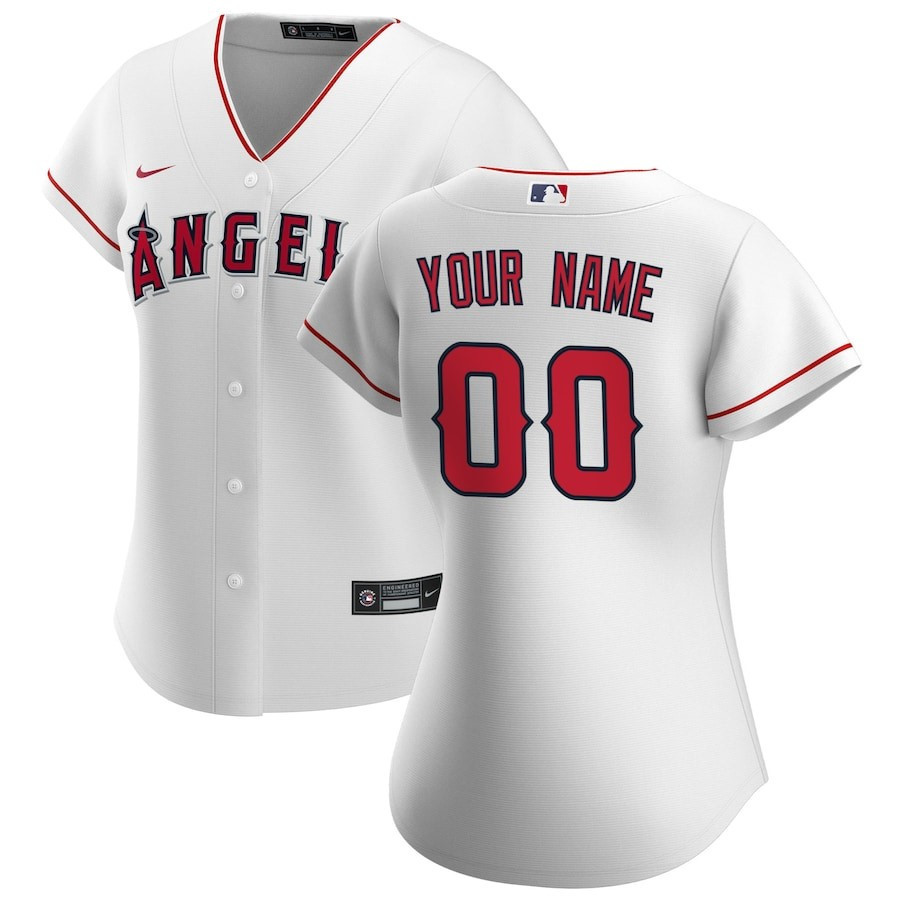 Los Angeles Angels Women's Home Custom Baseball Jersey - White 