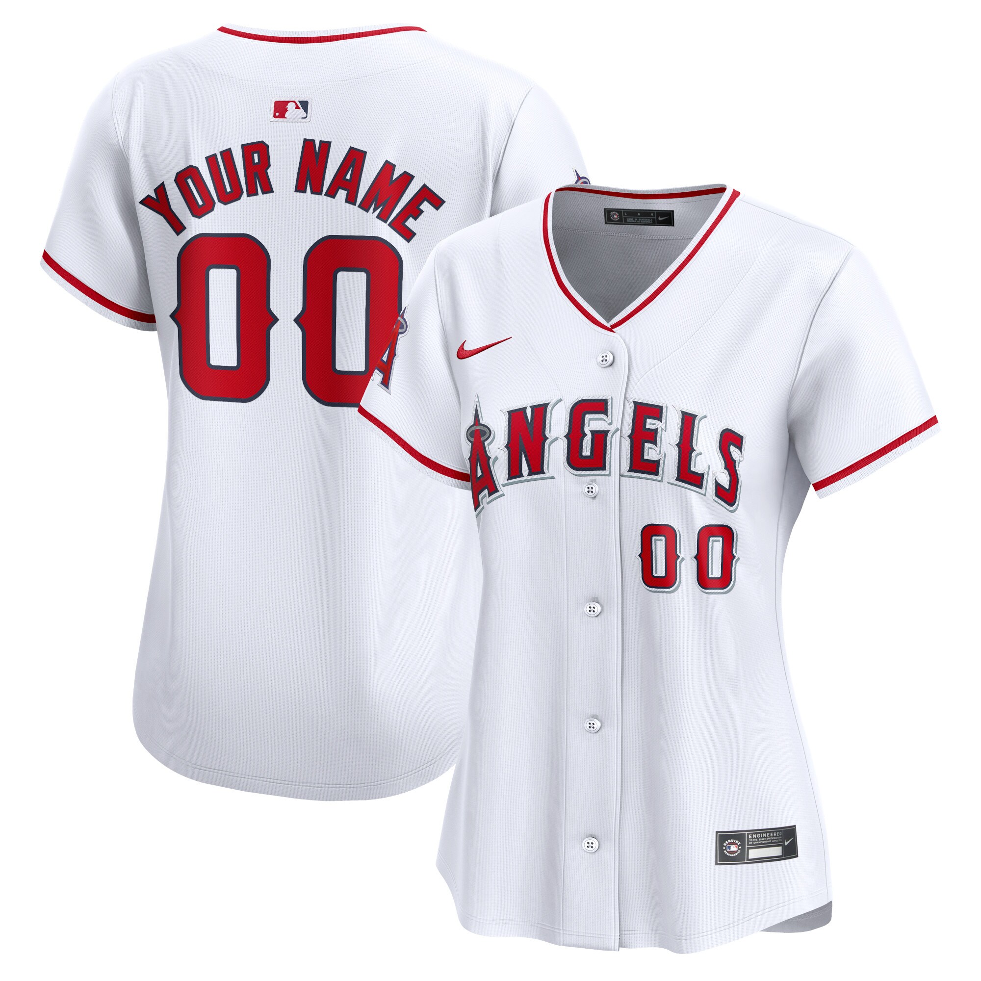 Los Angeles Angels Women's Home Limited Custom Baseball Jersey - White