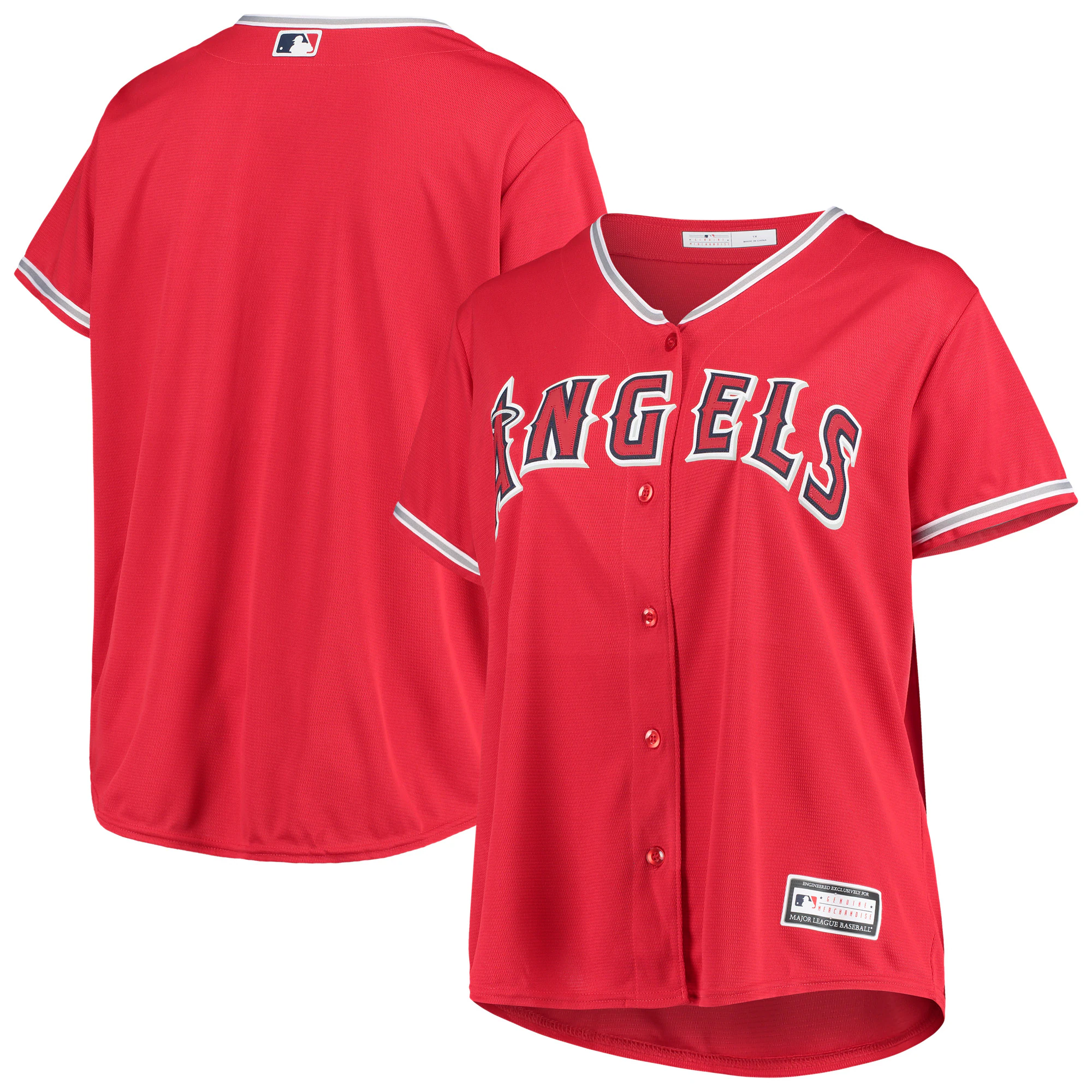 Los Angeles Angels Women’s Plus Size Alternate Replica Team Baseball Jersey – Red