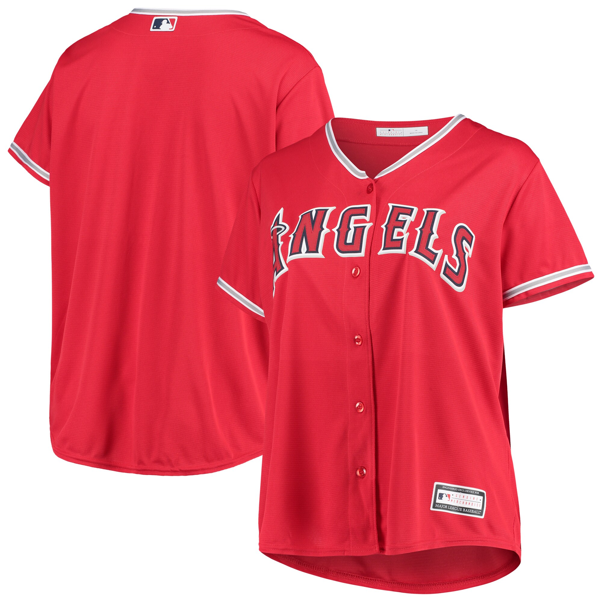 Alternative view of Los Angeles Angels Women’s Plus Size Alternate Replica Team Baseball Jersey – Red