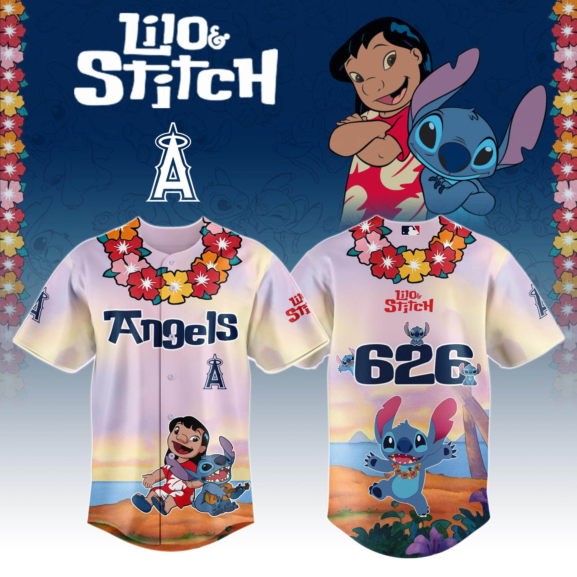 Los Angeles Angels X Lilo & Stitch Special Edition Custom Baseball Jersey 2025