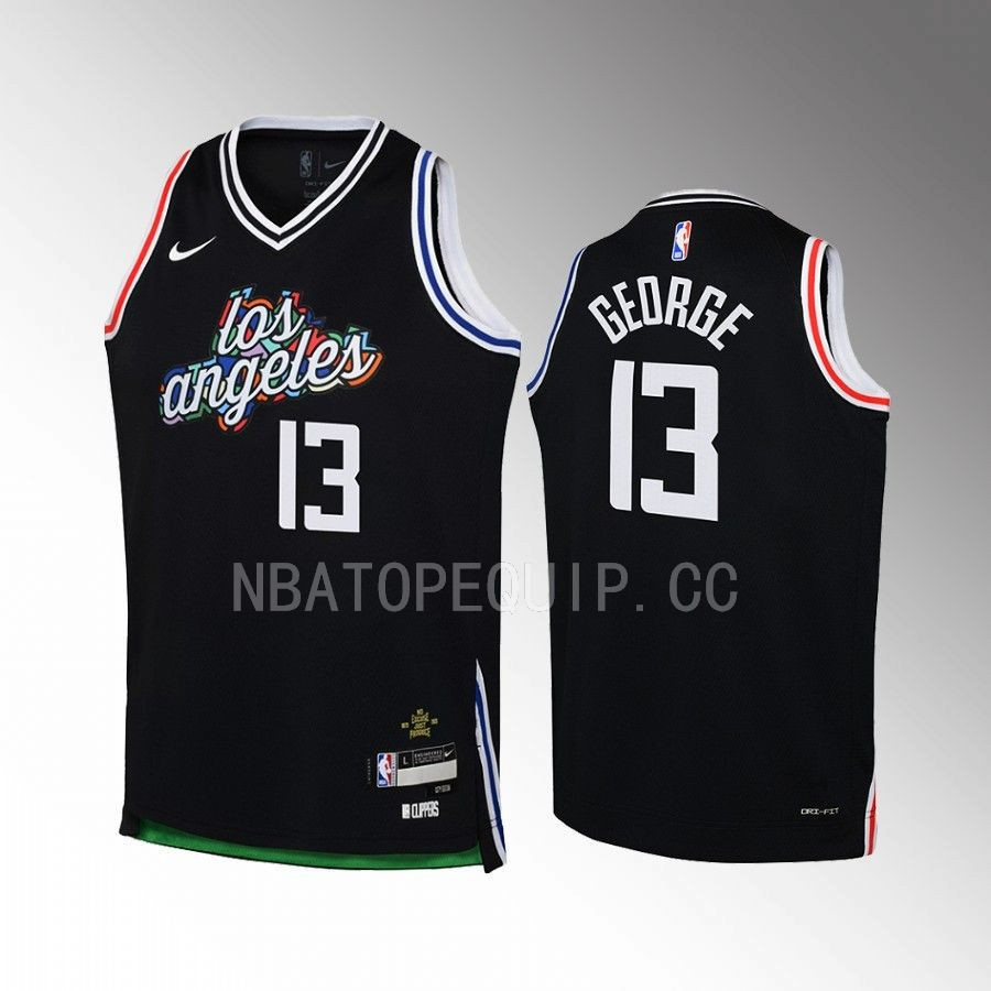 Los Angeles Clippers Paul George 13 City Edition Black Youth Basketball Jersey Swingman - JS691 