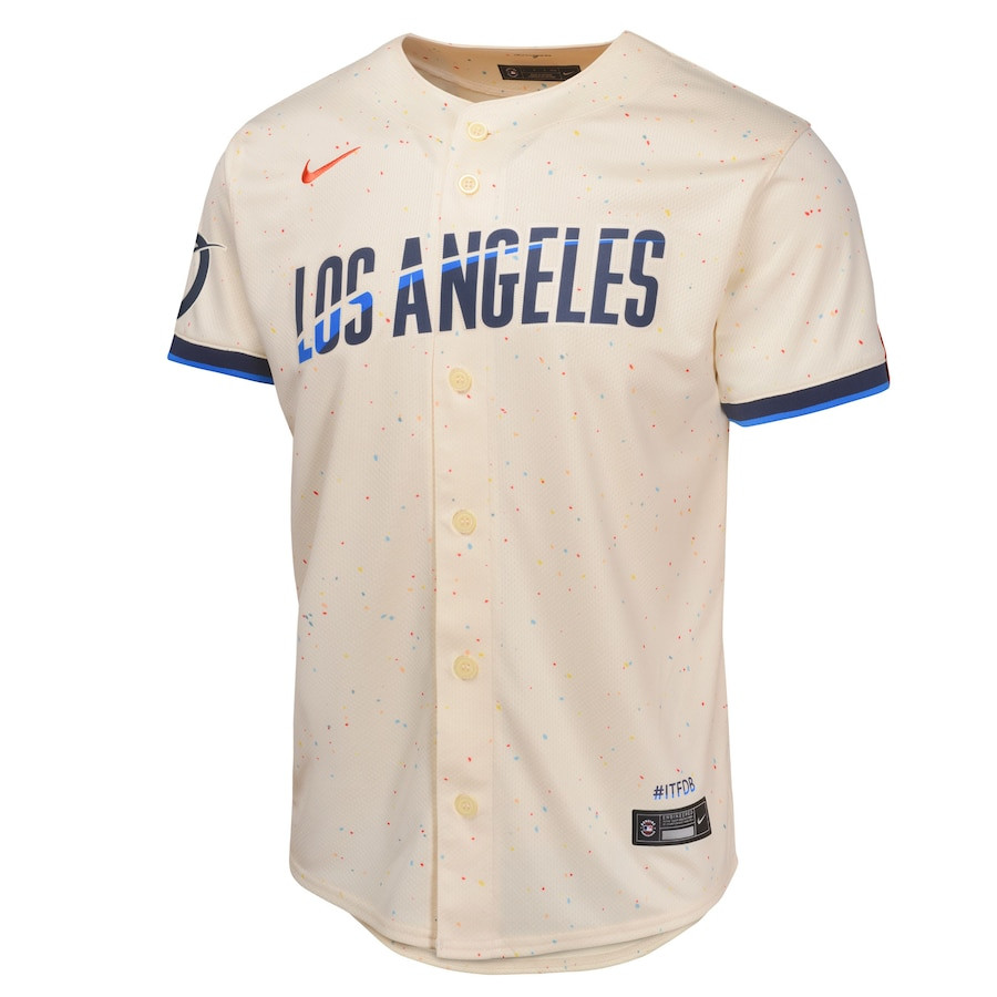 Alternative view of Los Angeles Dodgers 2024 City Connect Limited Youth Baseball Jersey - Cream 