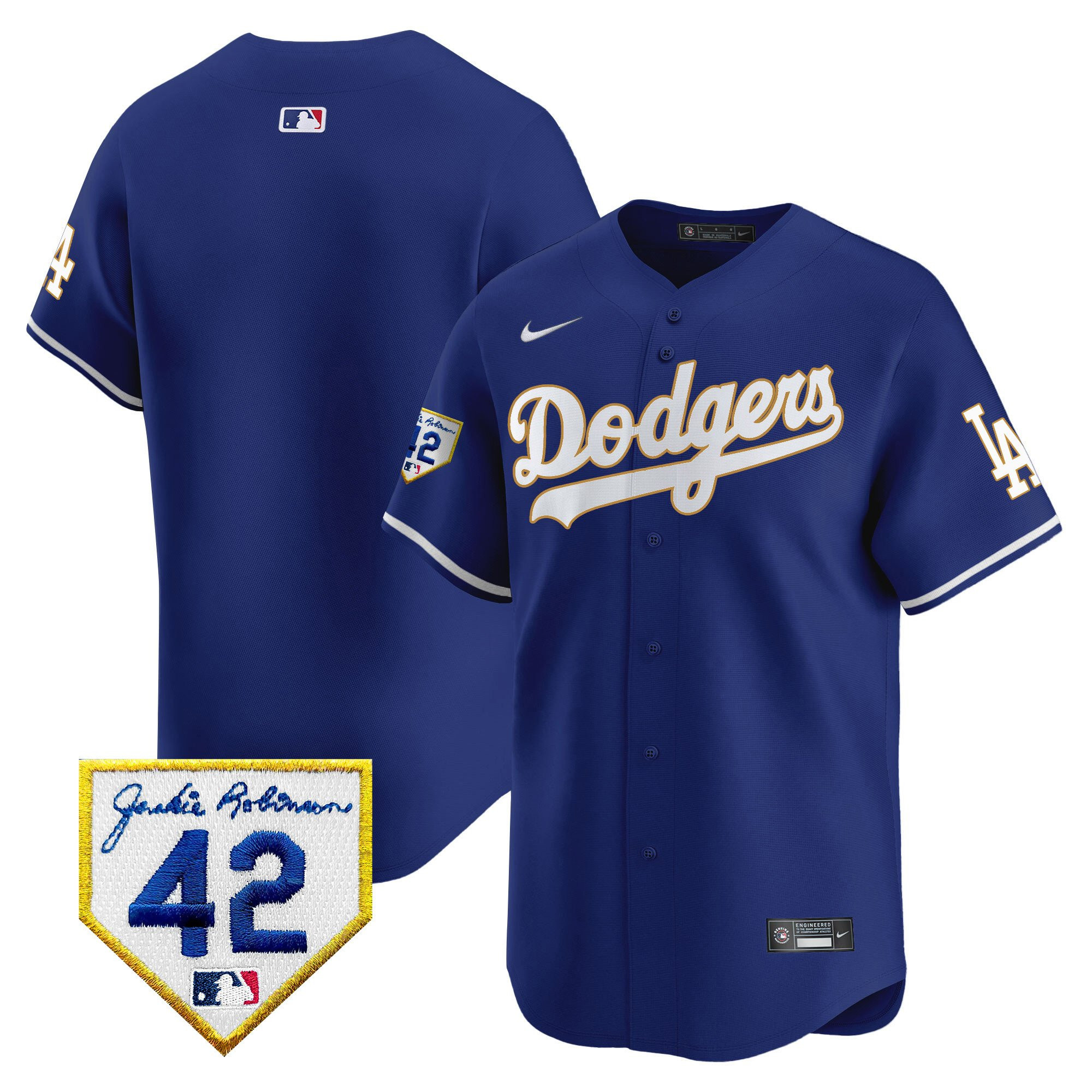 Los Angeles Dodgers 2024 Jackie Robinson Patch Men Baseball Jersey - Royal 