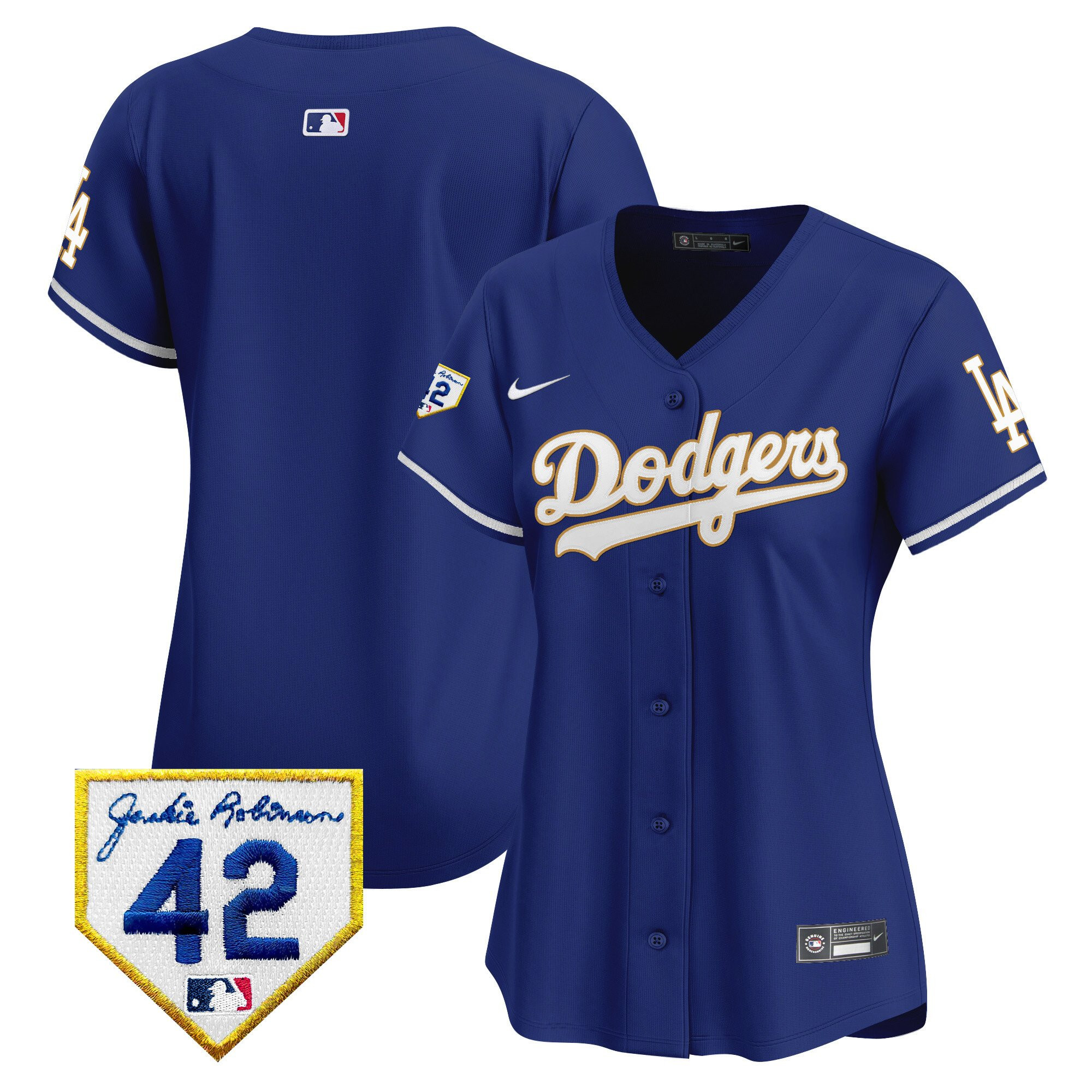 Los Angeles Dodgers 2024 Jackie Robinson Patch Women Baseball Jersey - Royal 