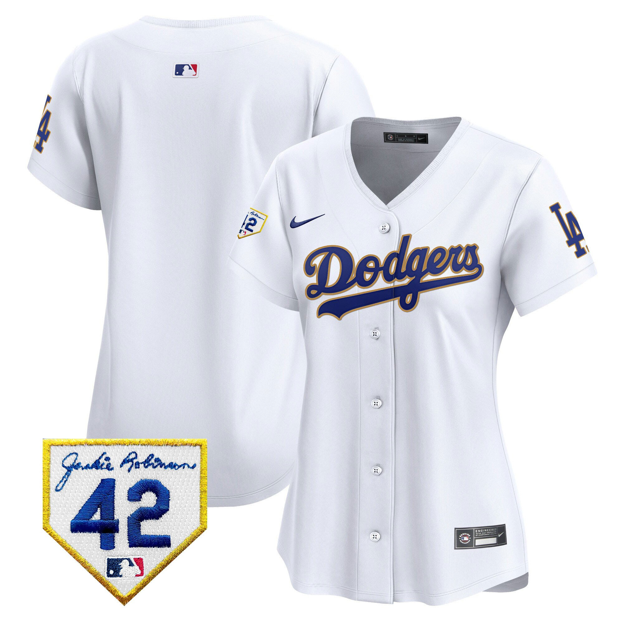 Los Angeles Dodgers 2024 Jackie Robinson Patch Women Baseball Jersey - White 