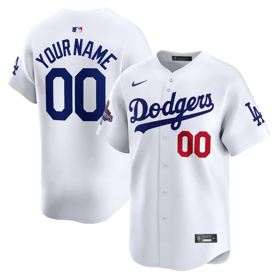 Los Angeles Dodgers 2024 World Series Champions Home Custom Limited Men Baseball Jersey - White 