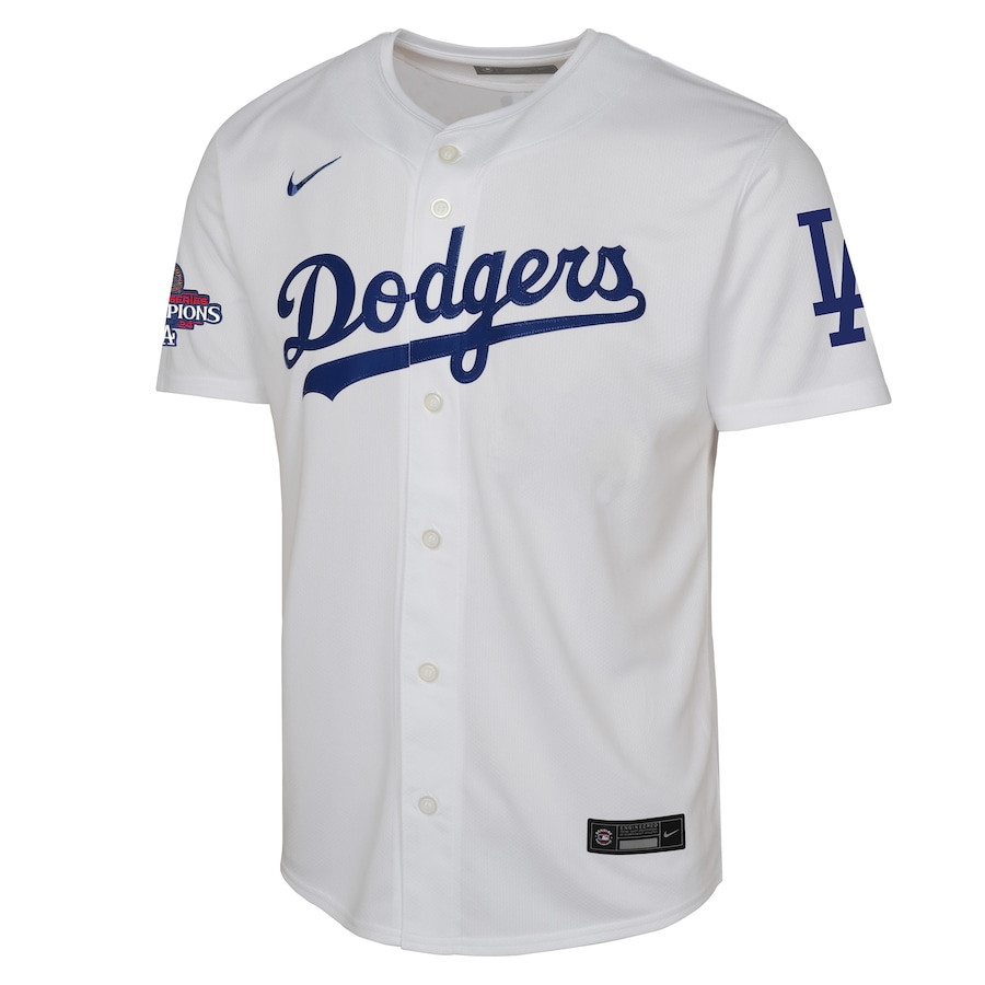 Alternative view of Los Angeles Dodgers 2024 World Series Champions Home Limited YOUTH Baseball Jersey - White 