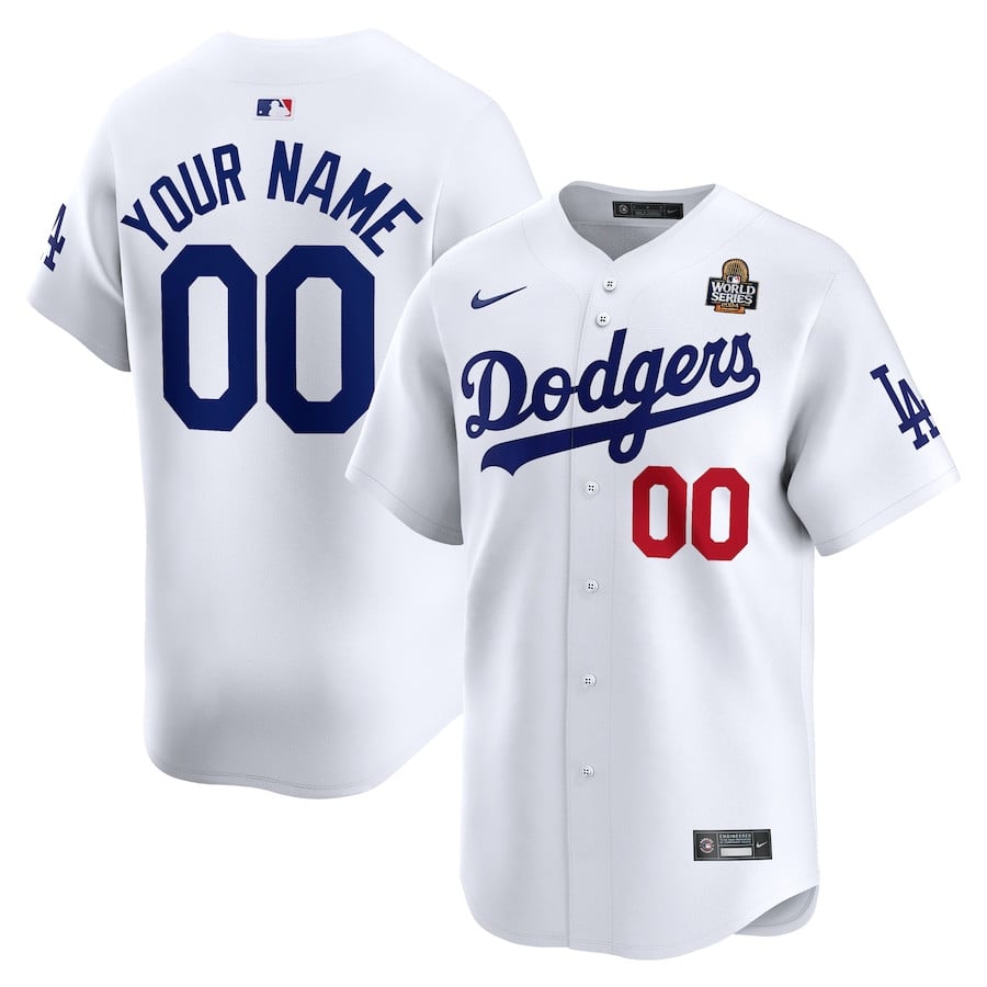 Los Angeles Dodgers 2024 World Series Home Custom Limited Men Baseball Jersey - White 