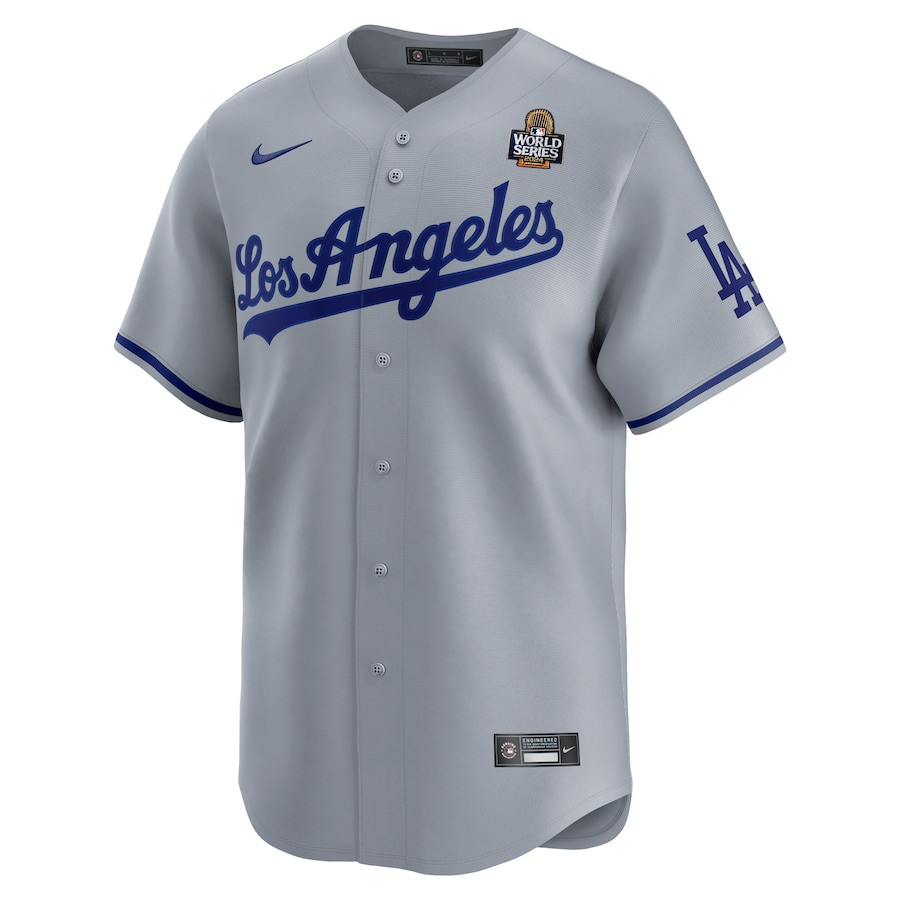 Alternative view of Los Angeles Dodgers 2024 World Series Road Limited Men Baseball Jersey - Gray 