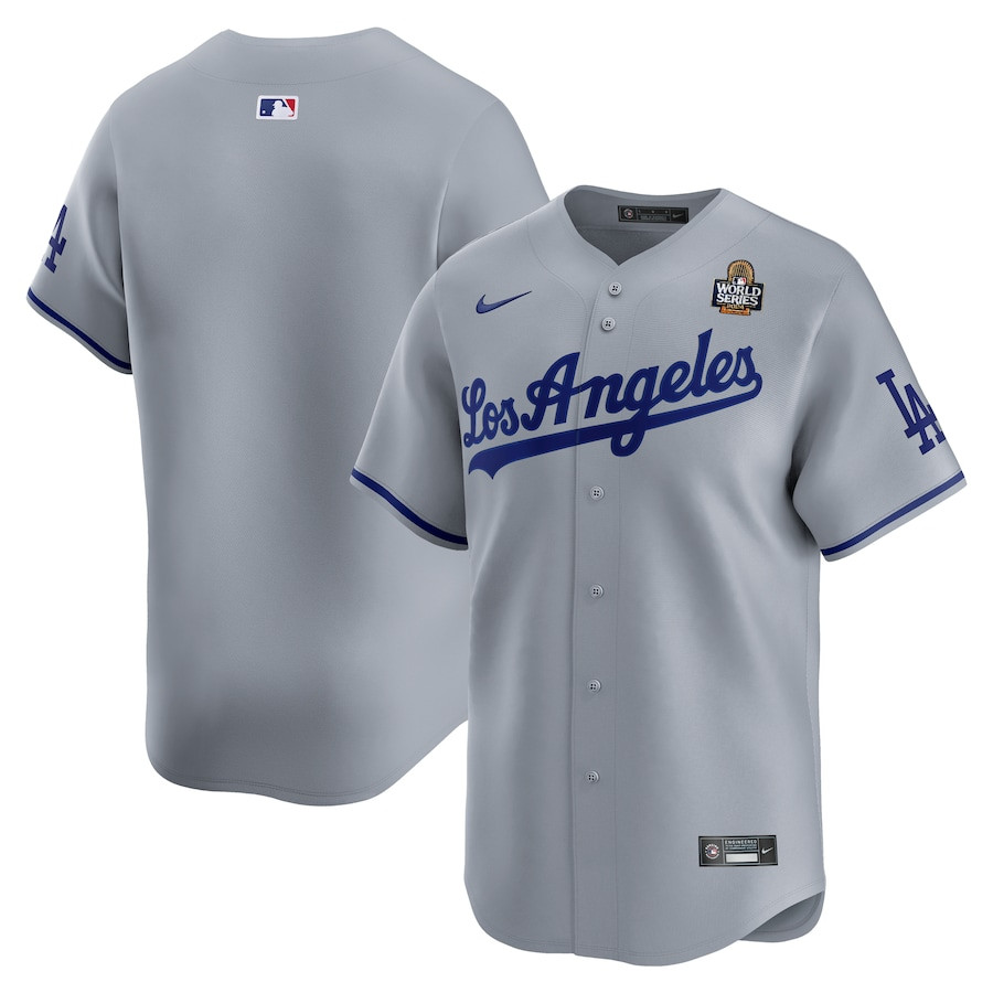 Los Angeles Dodgers 2024 World Series Road Limited Men Baseball Jersey - Gray 
