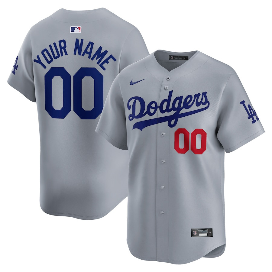 Los Angeles Dodgers Alternate Limited Custom Men Baseball Jersey - Gray 