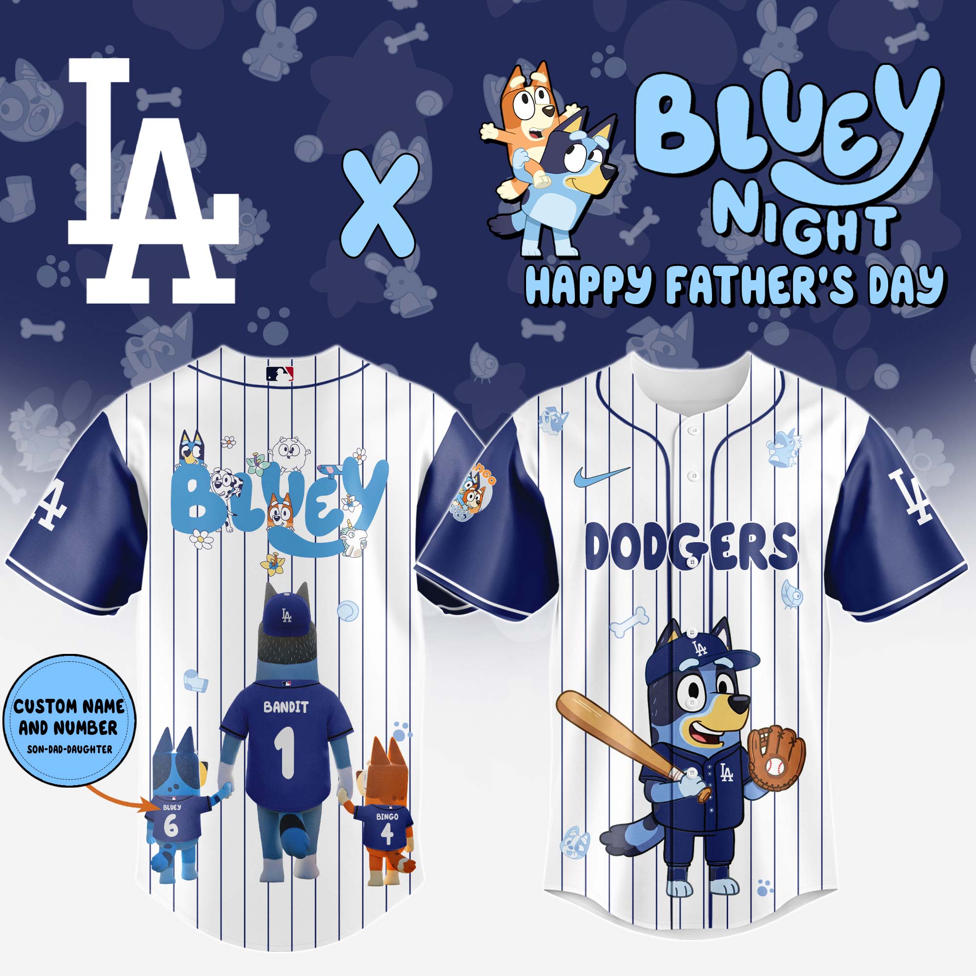 Los Angeles Dodgers Happy Father’s Day Limited Edition Custom Baseball Jersey 2025