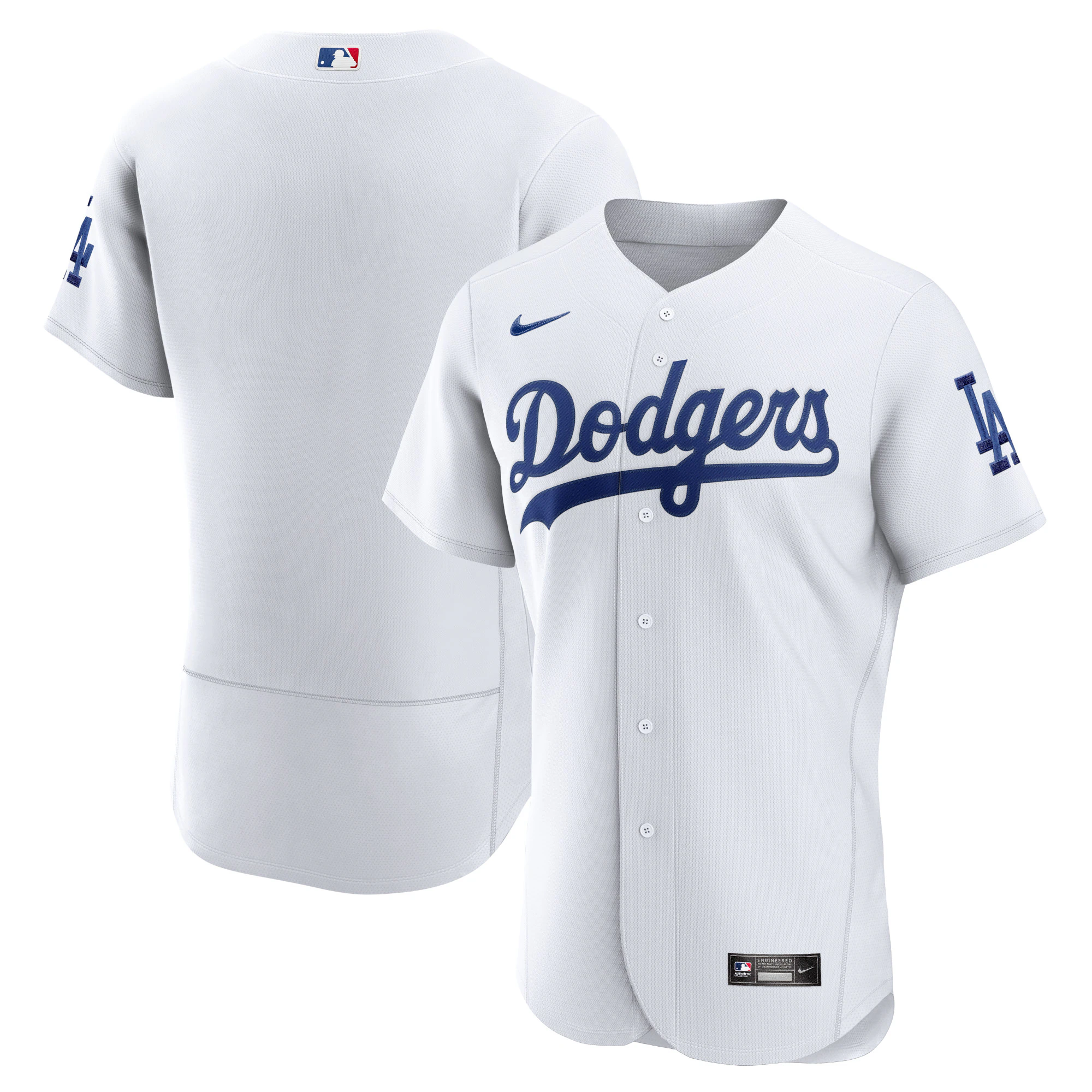 Alternative view of Los Angeles Dodgers Home Authentic Team Baseball Jersey – White