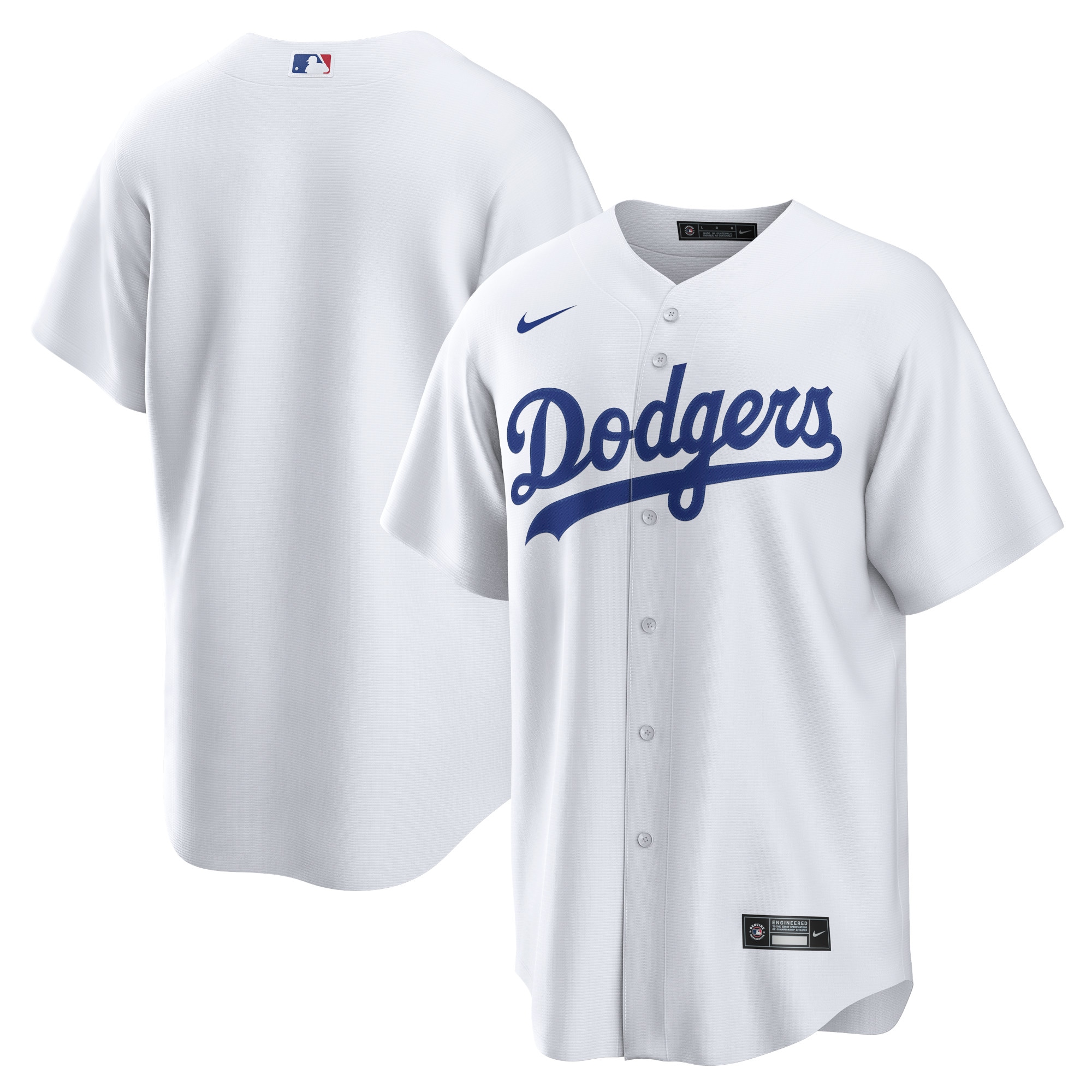 Alternative view of Los Angeles Dodgers Home Blank Replica Baseball Jersey – White
