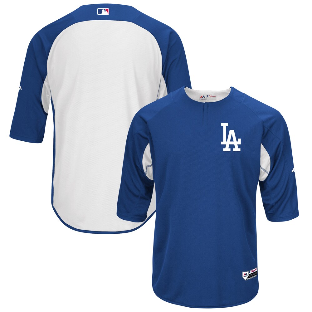 Los Angeles Dodgers Majestic Collection On-field 3/4-sleeve Batting Practice Baseball Jersey - Royal/white