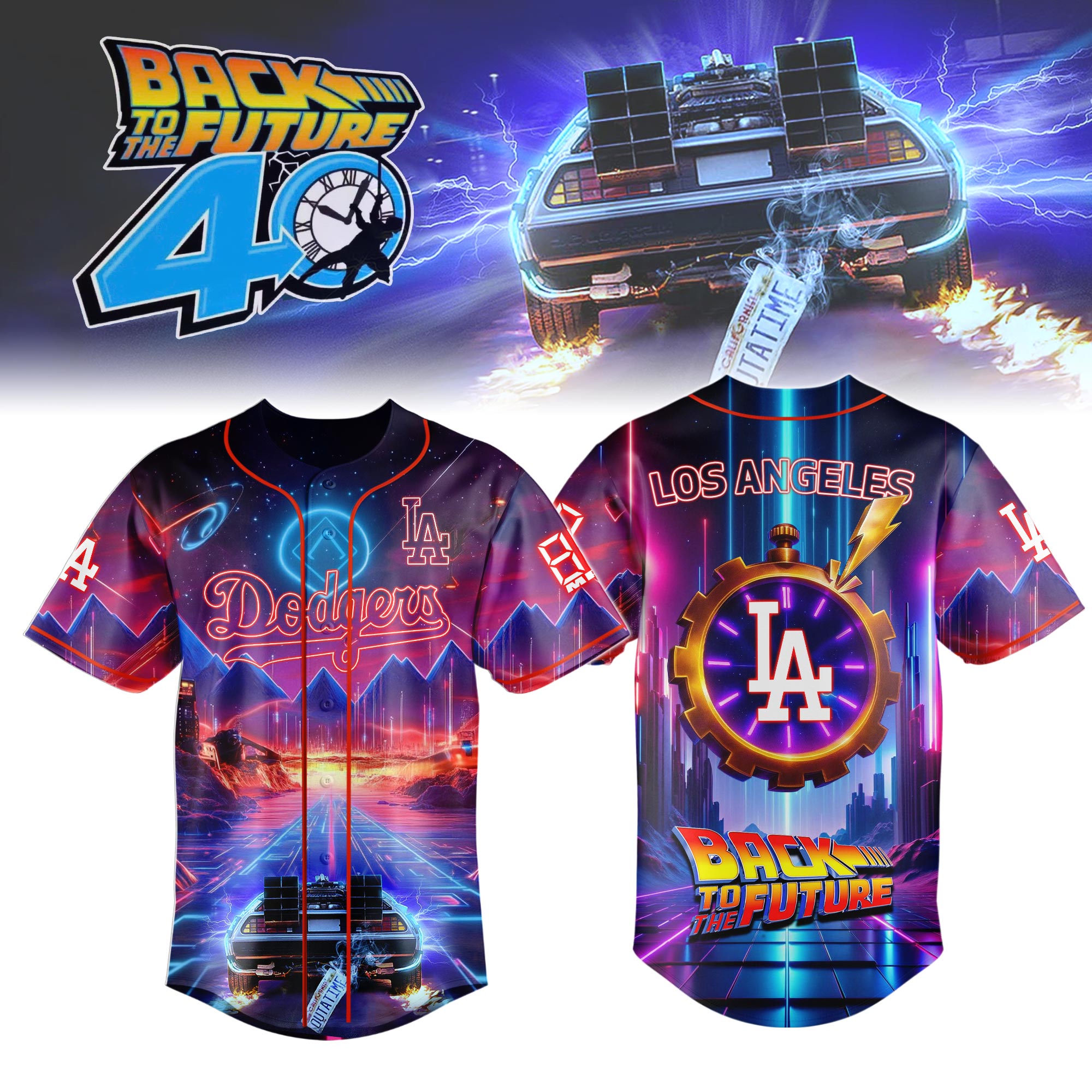 Los Angeles Dodgers Mlb X Back To The Future Custom Baseball Jersey