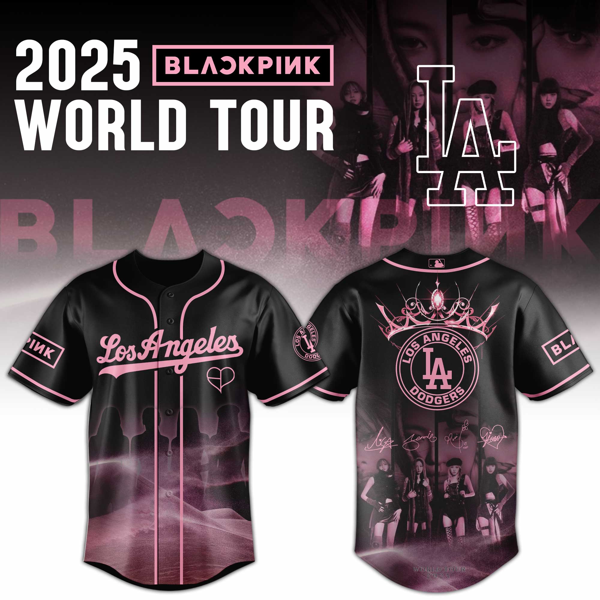 Los Angeles Dodgers Mlb X Blackpink 2025 World Tour Custom Baseball Jersey