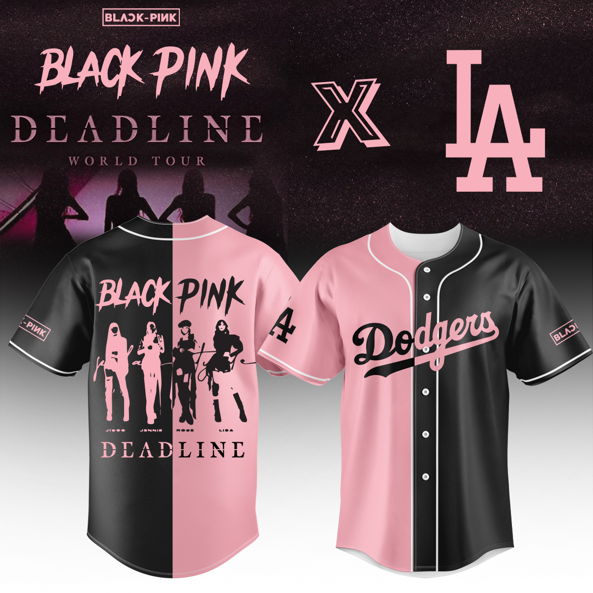Los Angeles Dodgers Mlb X Blackpink Custom Baseball Jersey