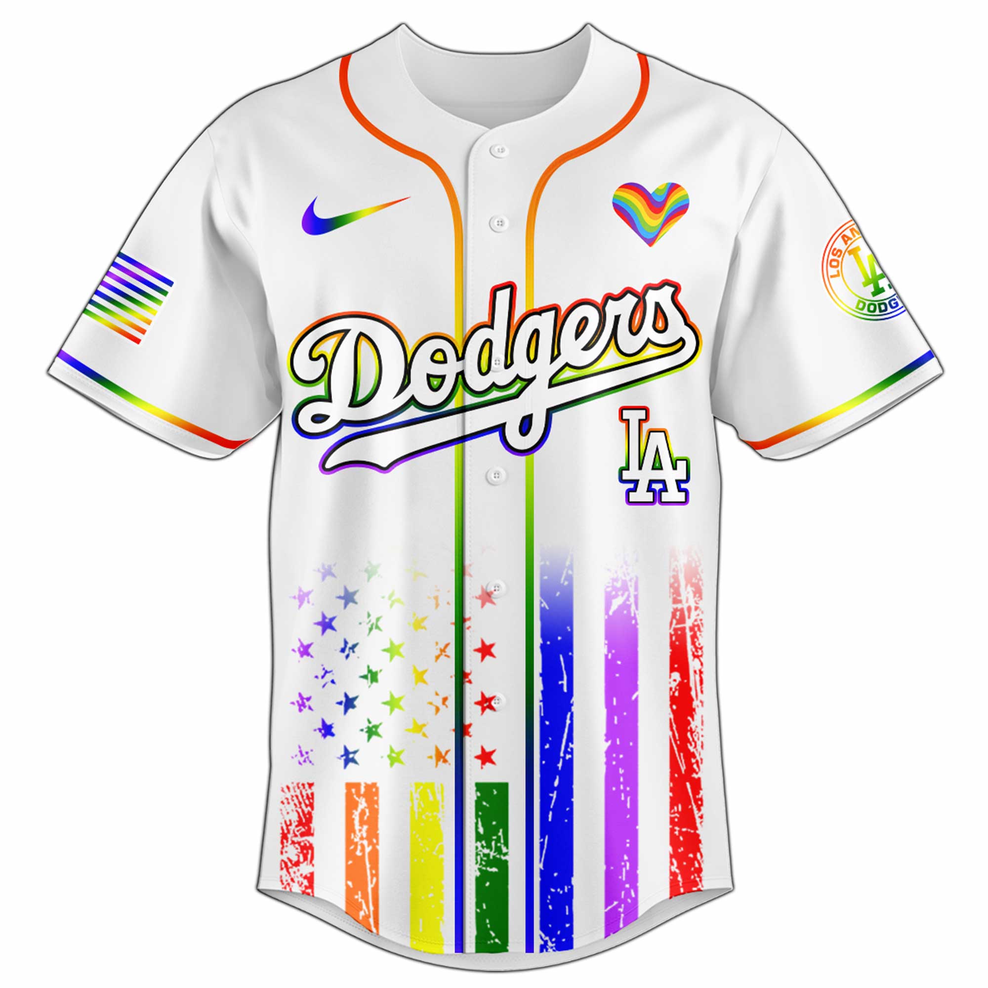 Alternative view of Los Angeles Dodgers Mlb X Happy Pride Month Limited Edition Custom Baseball Jersey 2025