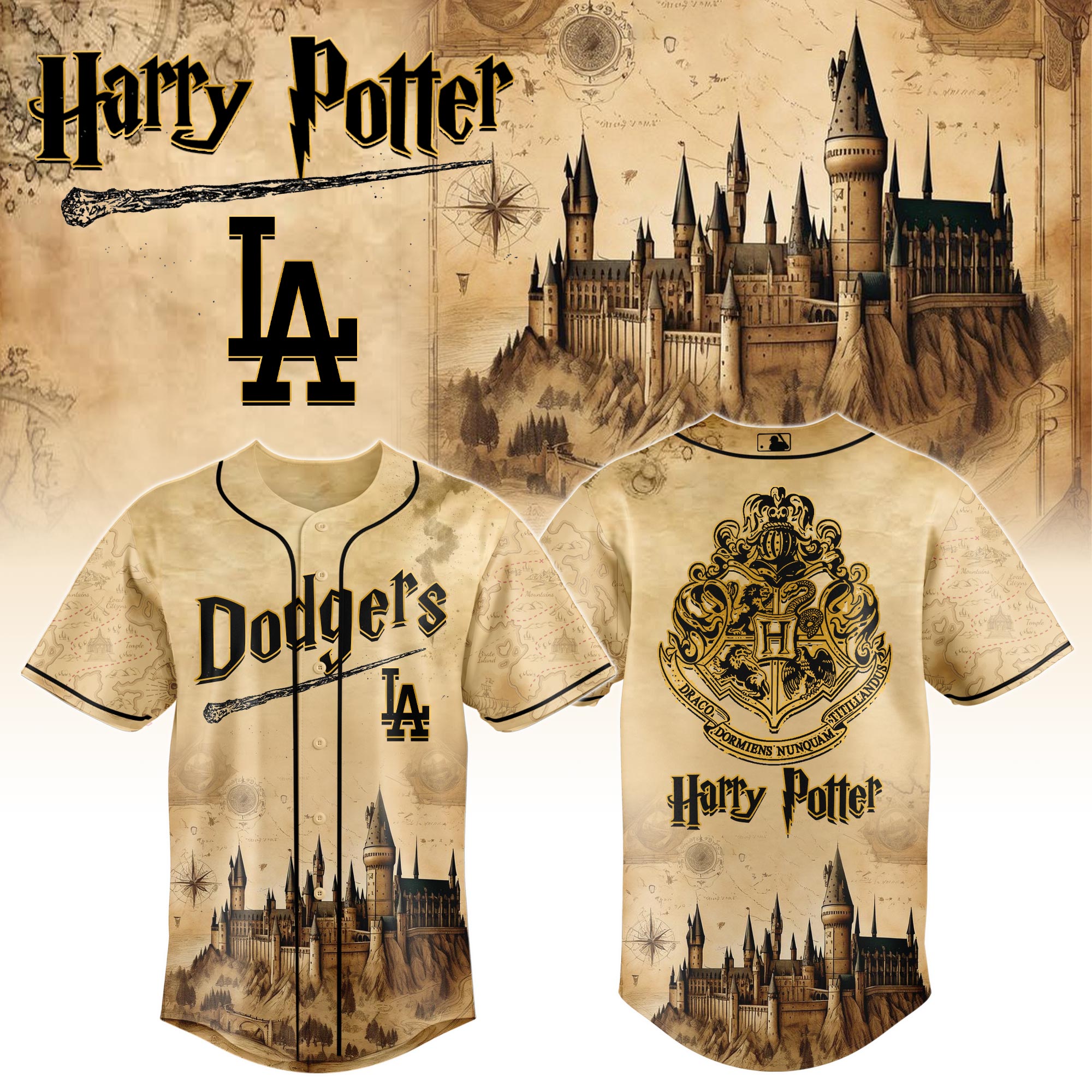 Los Angeles Dodgers Mlb X Harry Potter Magic On The Mound Custom Baseball Jersey